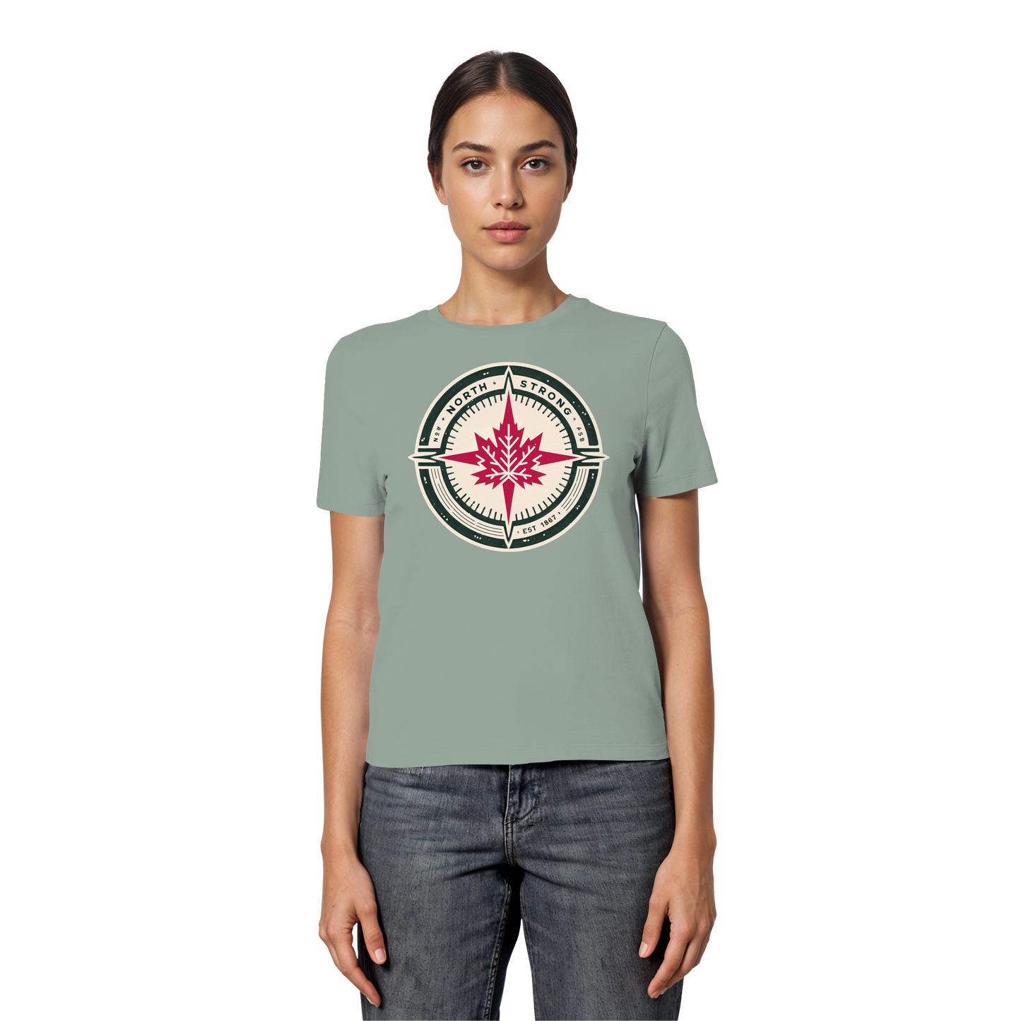 “North Strong” Compass Design – Women’s Favorite Tee – Navigate Adventure with Canadian Pride