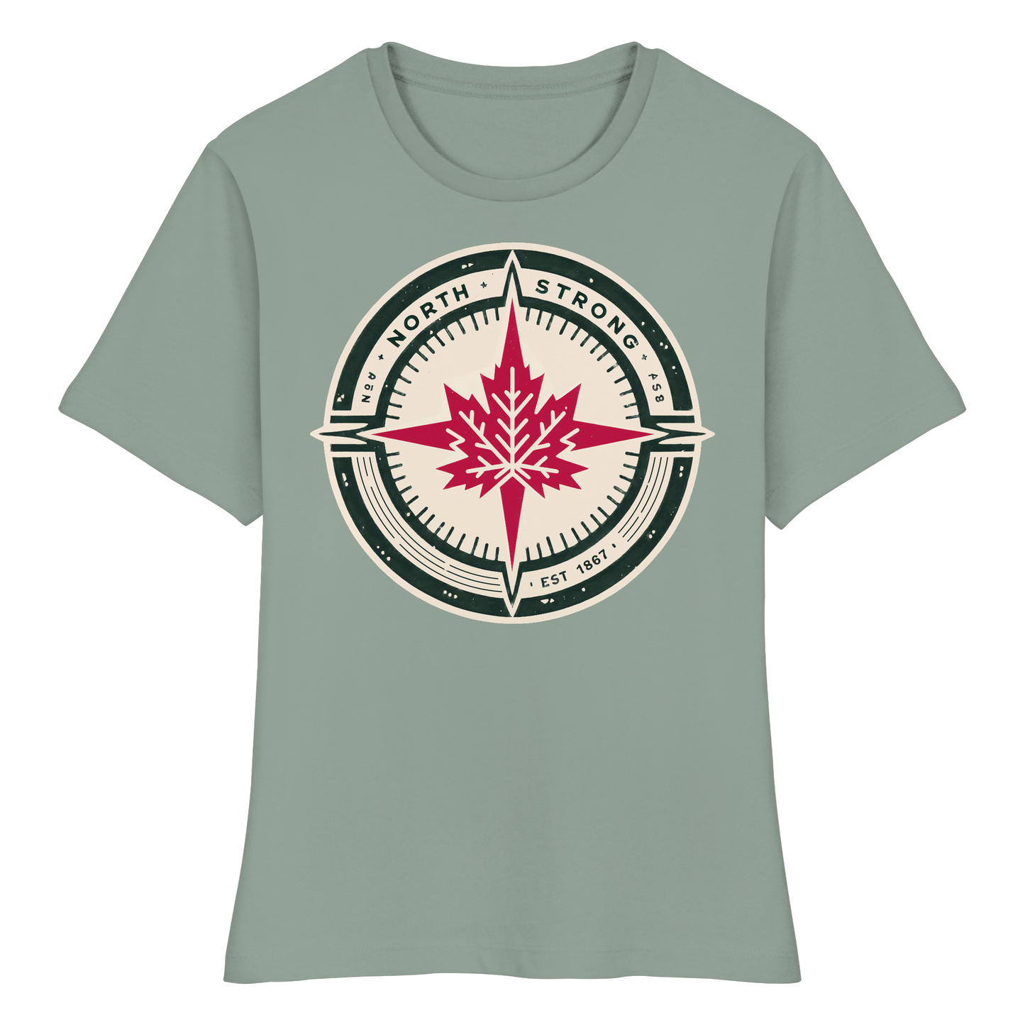 “North Strong” Compass Design – Women’s Favorite Tee – Navigate Adventure with Canadian Pride