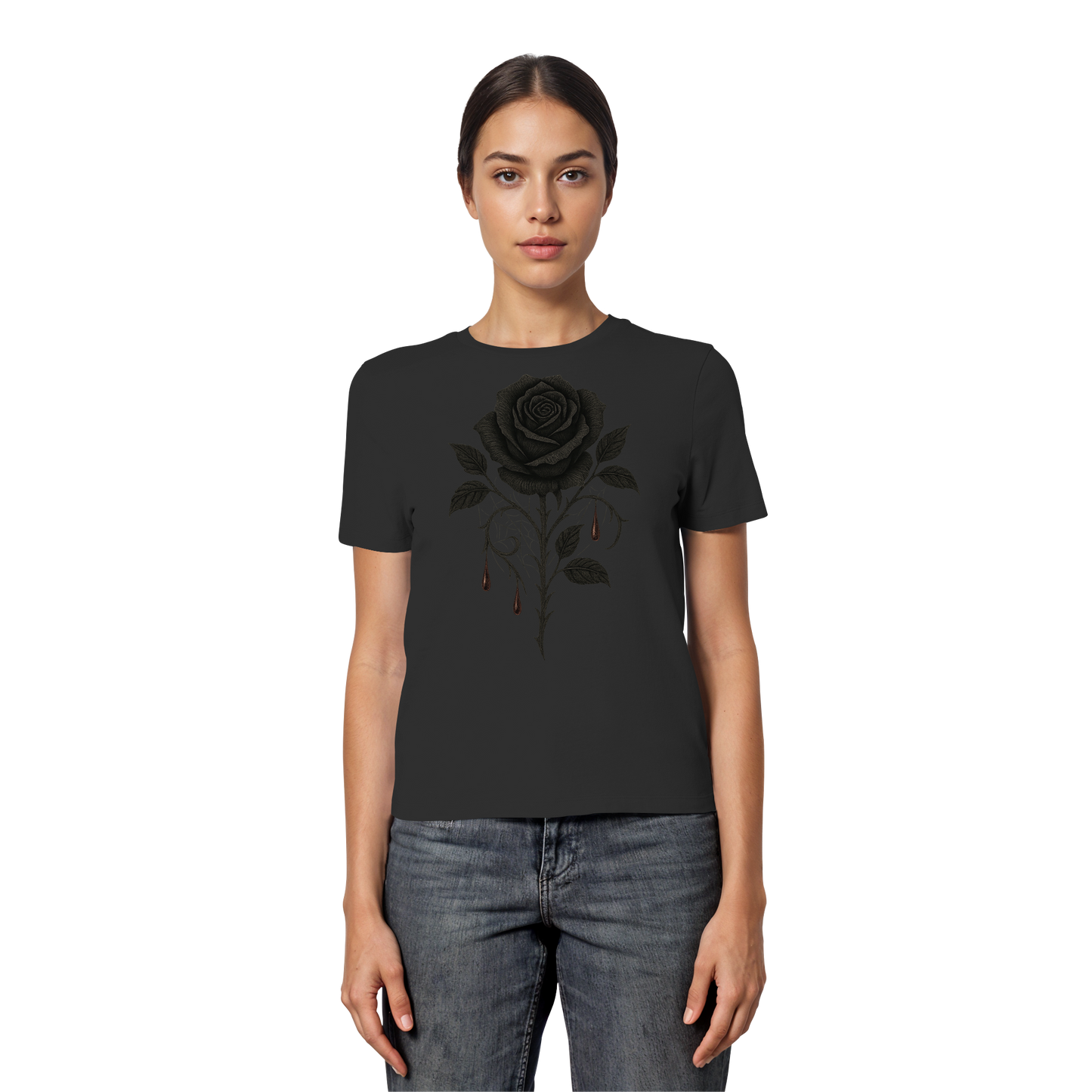 Dark Rose – Women’s Romantic Gothic Tee | Spooky Black Rose Aesthetic