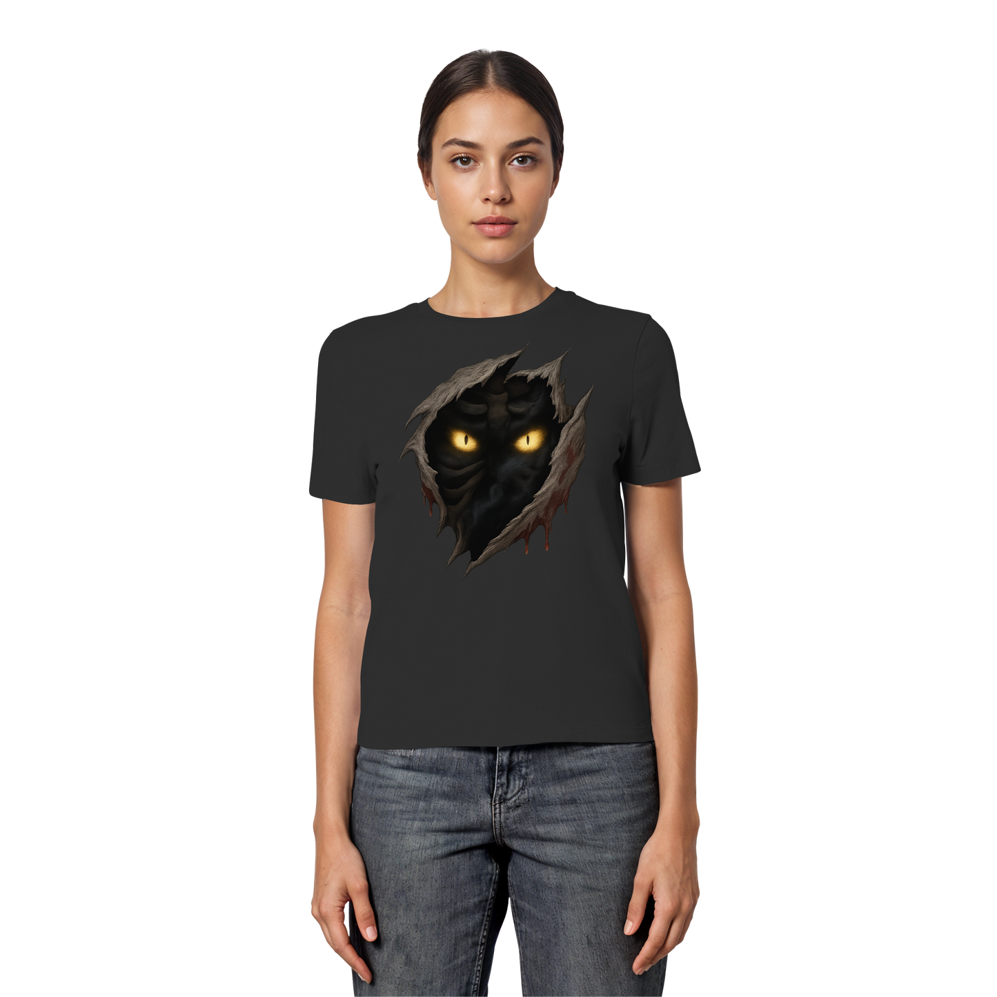 Haunted Eyes – Women’s Chilling Halloween Shirt | Creepy & Mysterious Look