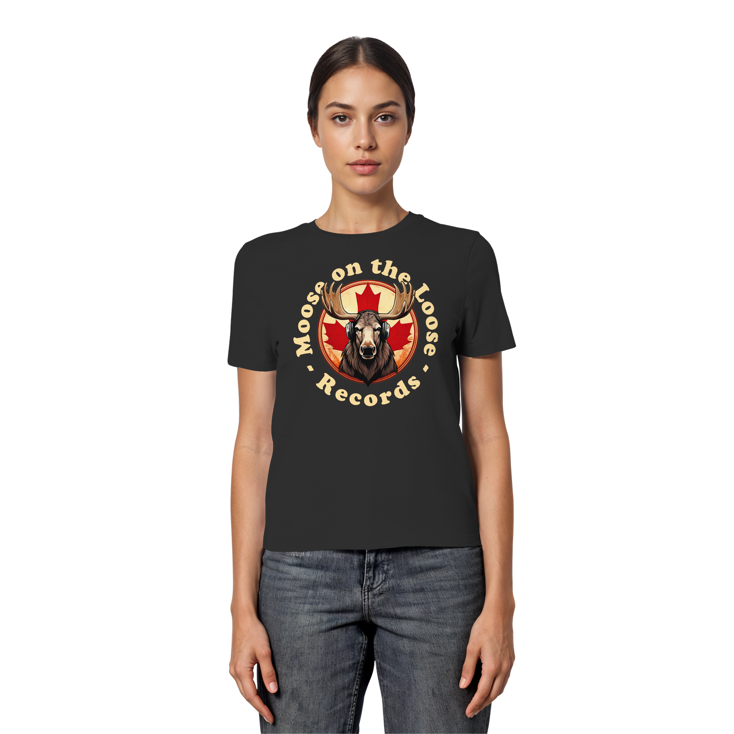 “Moose on the Loose Records” Women’s Fitted Tee – A Hit for Every Playlist