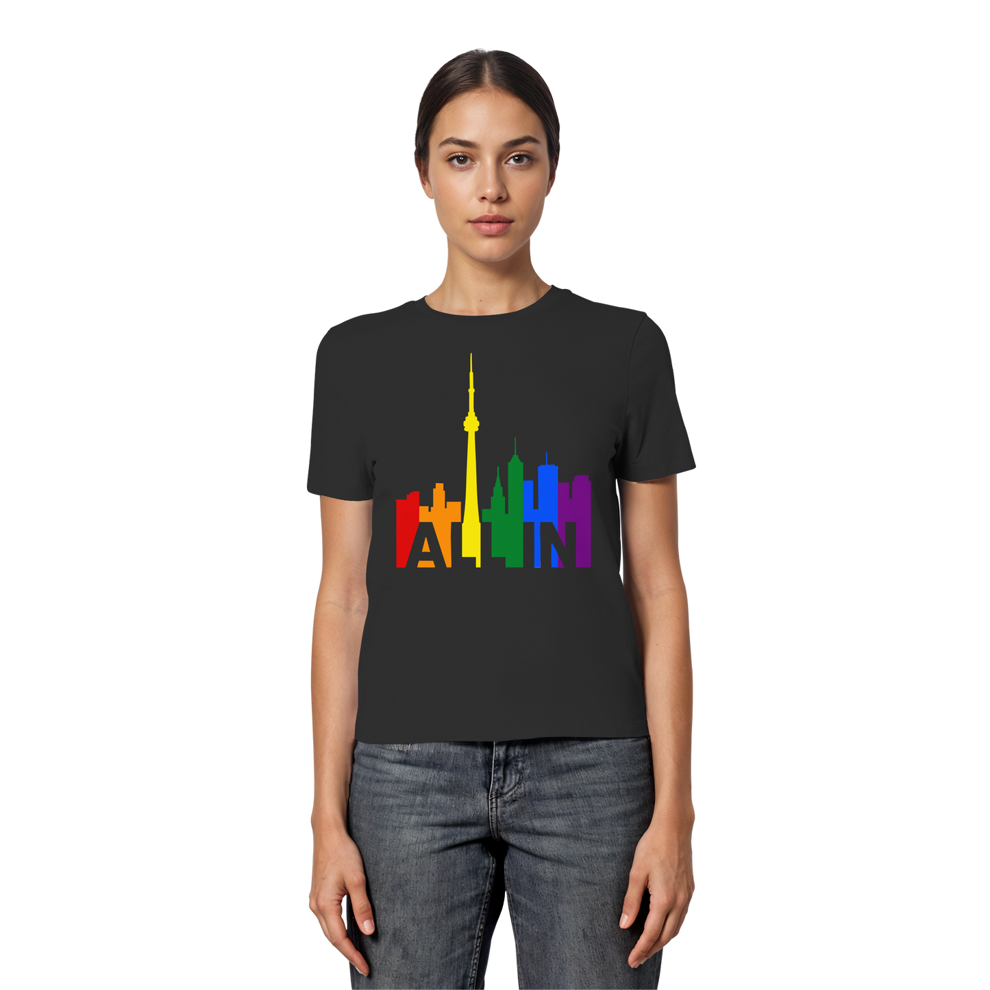 ALL IN – Pride Toronto Women’s T-Shirt – Feminine Fit – Bold & Proud