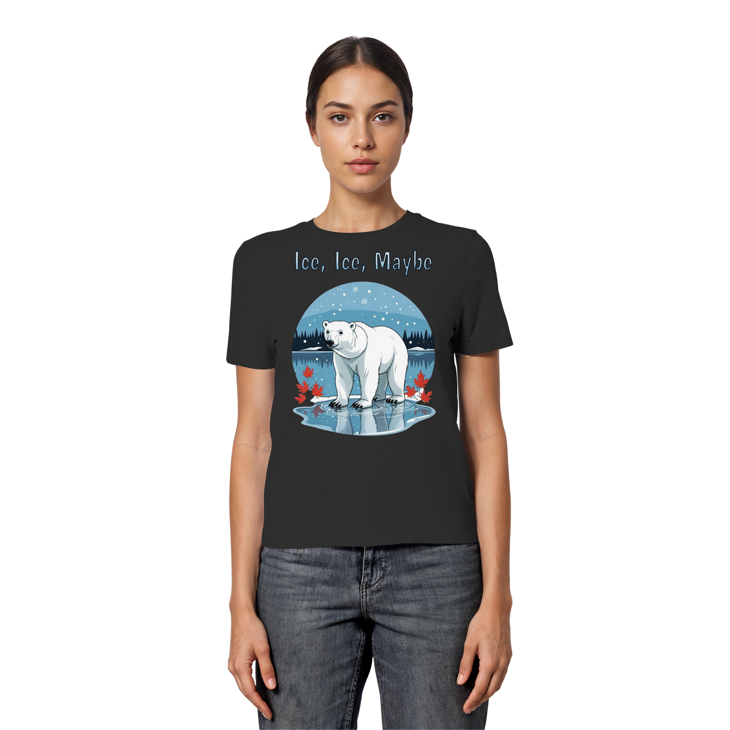 Ice Ice Maybe Women’s Tee | Polar Bear Christmas Shirt | Funny Winter Cotton Blend Top