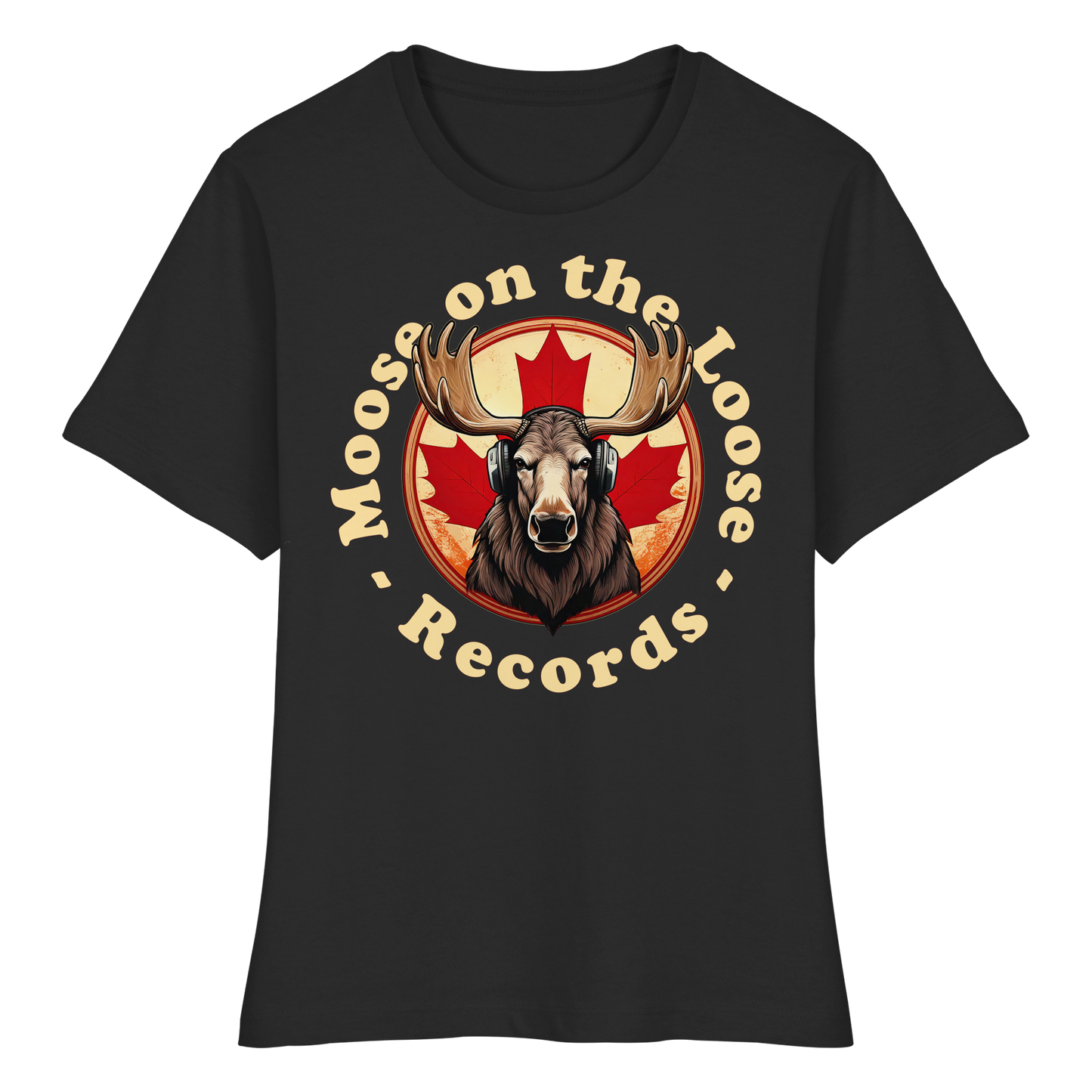 “Moose on the Loose Records” Women’s Fitted Tee – A Hit for Every Playlist