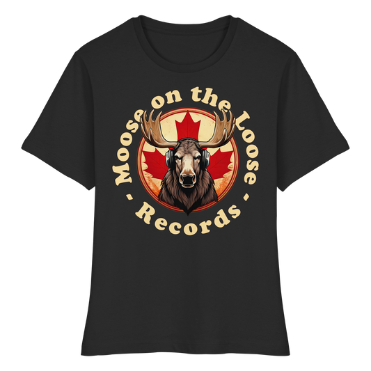 “Moose on the Loose Records” Women’s Fitted Tee – A Hit for Every Playlist