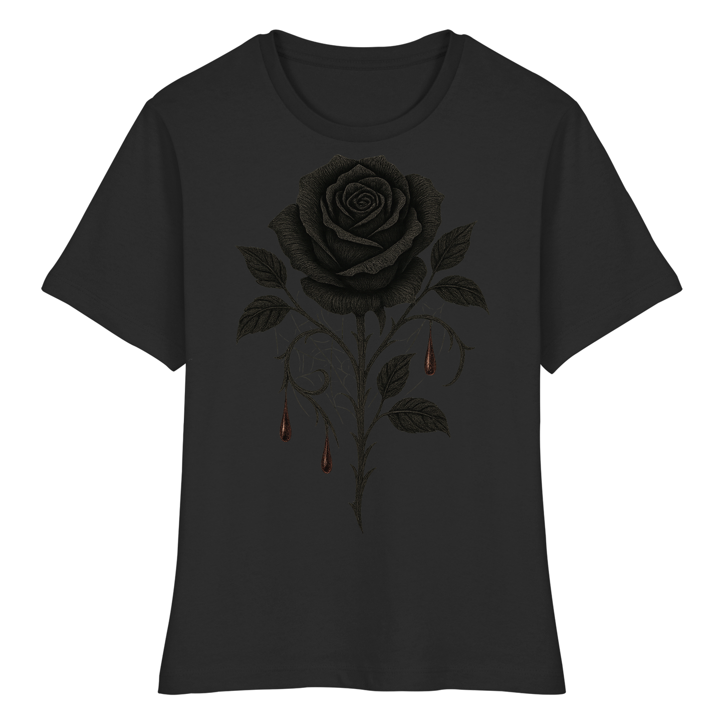 Dark Rose – Women’s Romantic Gothic Tee | Spooky Black Rose Aesthetic