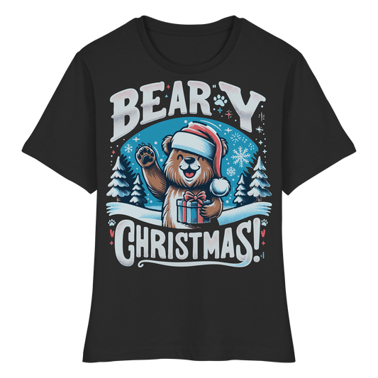 Beary Christmas Women’s Tee | Cute Holiday Bear Shirt | Premium Fitted Top –Funny Winter Gift