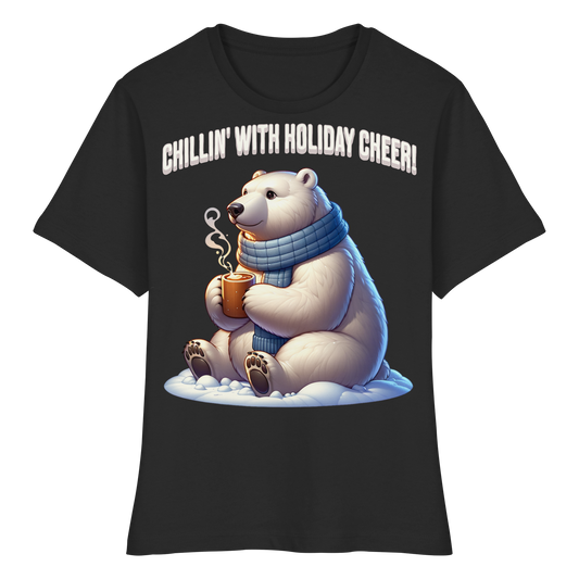 Chillin’ With Holiday Cheer Women’s Tee | Cute Polar Bear Holiday Shirt | Premium Cotton Blend,