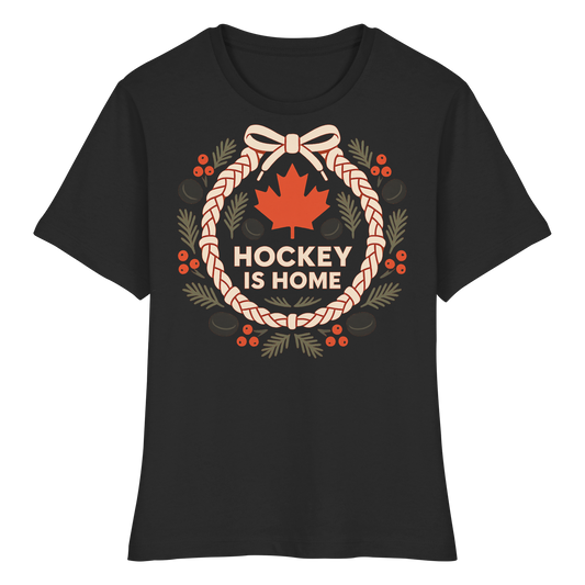 Hockey Lace Wreath Women’s Tee | Christmas Hockey Shirt | Premium Cotton Blend Top