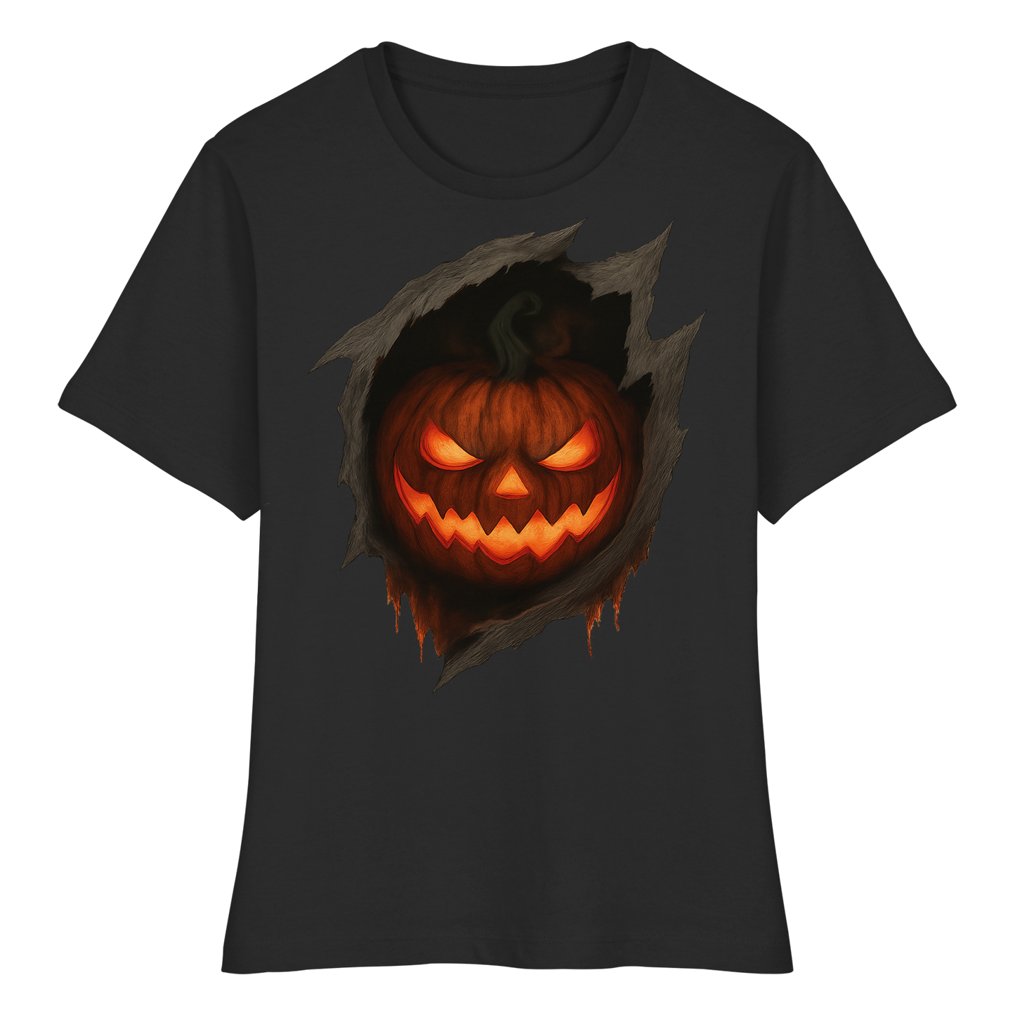 Pumpkin Core – Spooky Halloween Women’s Tee | Burning Pumpkin Face Design
