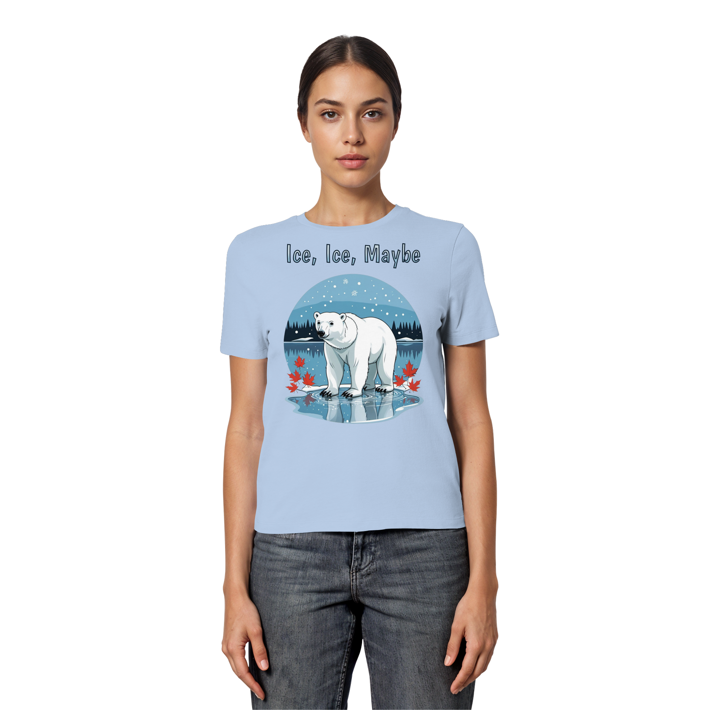 Ice Ice Maybe Women’s Tee | Polar Bear Christmas Shirt | Funny Winter Cotton Blend Top