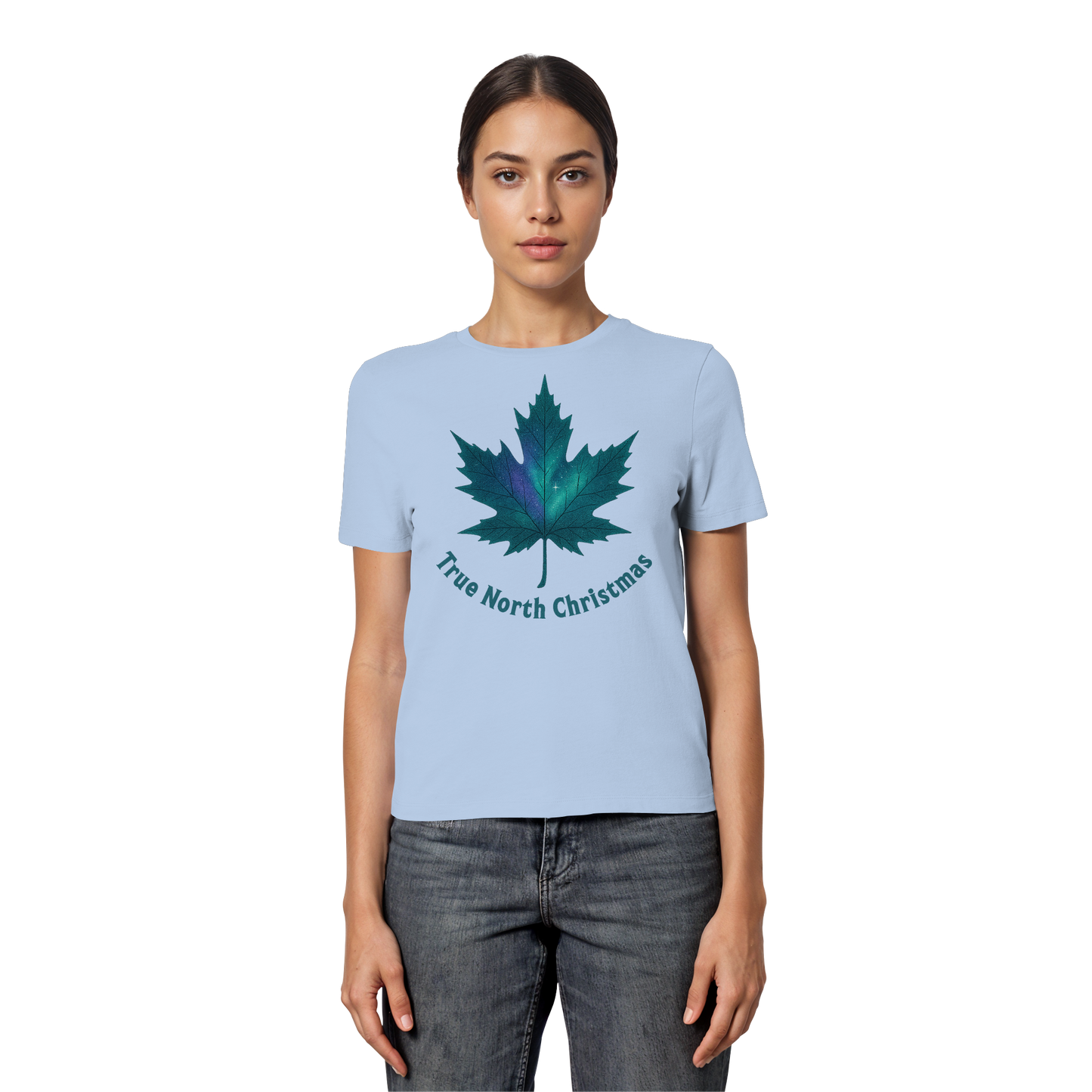True North Christmas Women’s Tee | Maple Leaf Holiday Shirt | Premium Cotton Top
