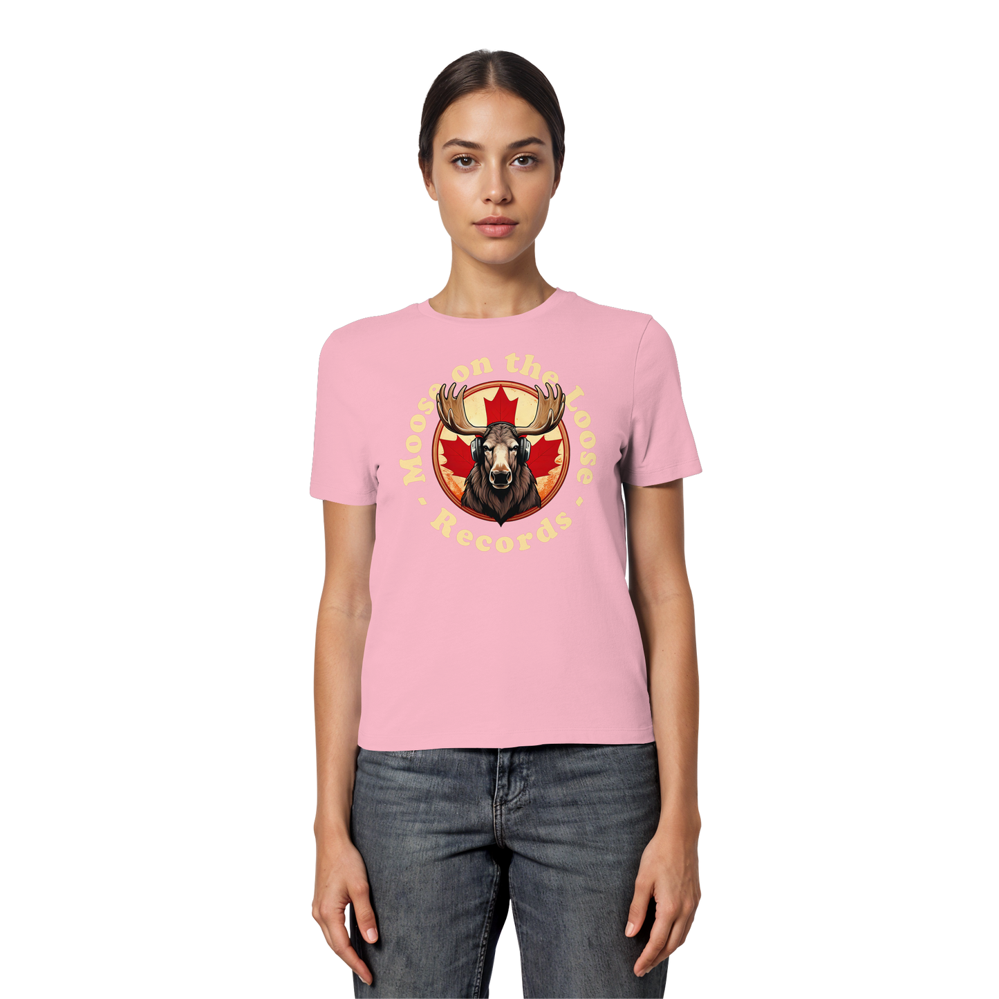 “Moose on the Loose Records” Women’s Fitted Tee – A Hit for Every Playlist