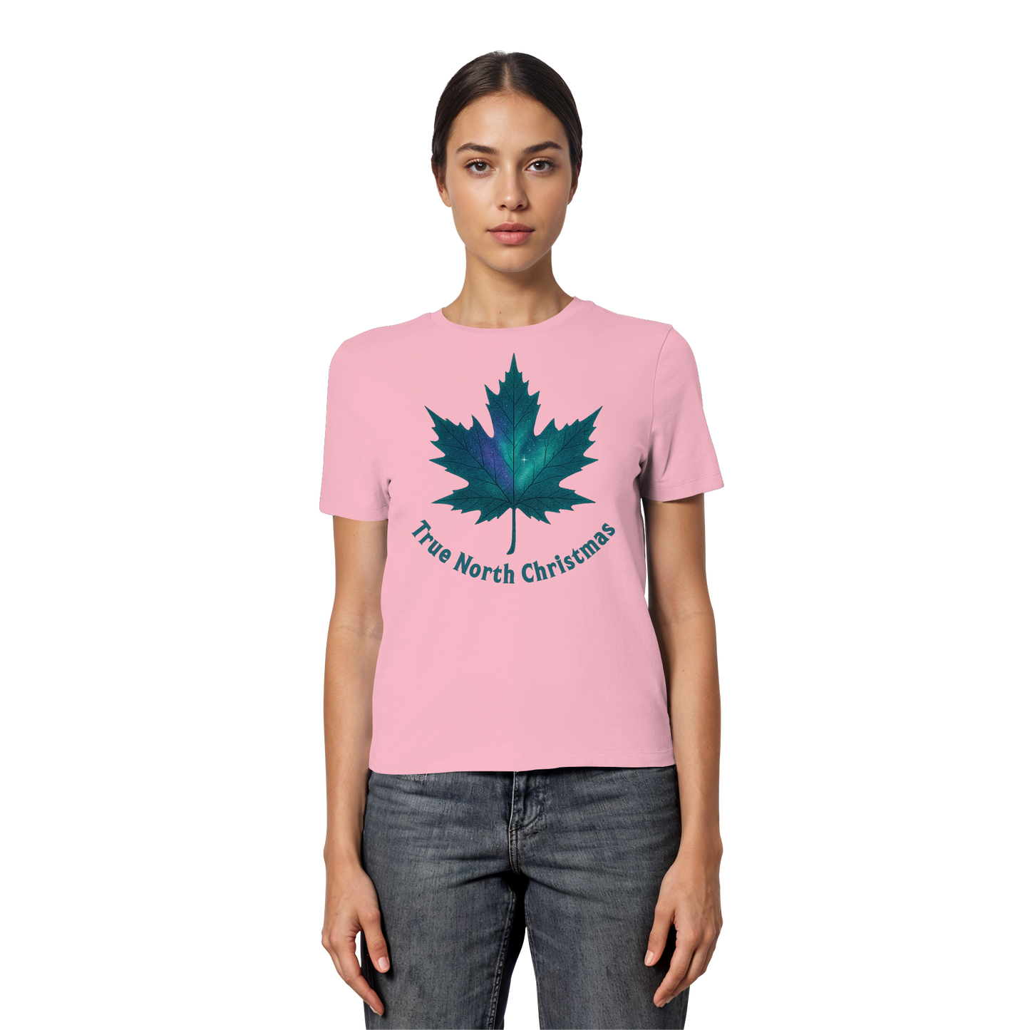True North Christmas Women’s Tee | Maple Leaf Holiday Shirt | Premium Cotton Top