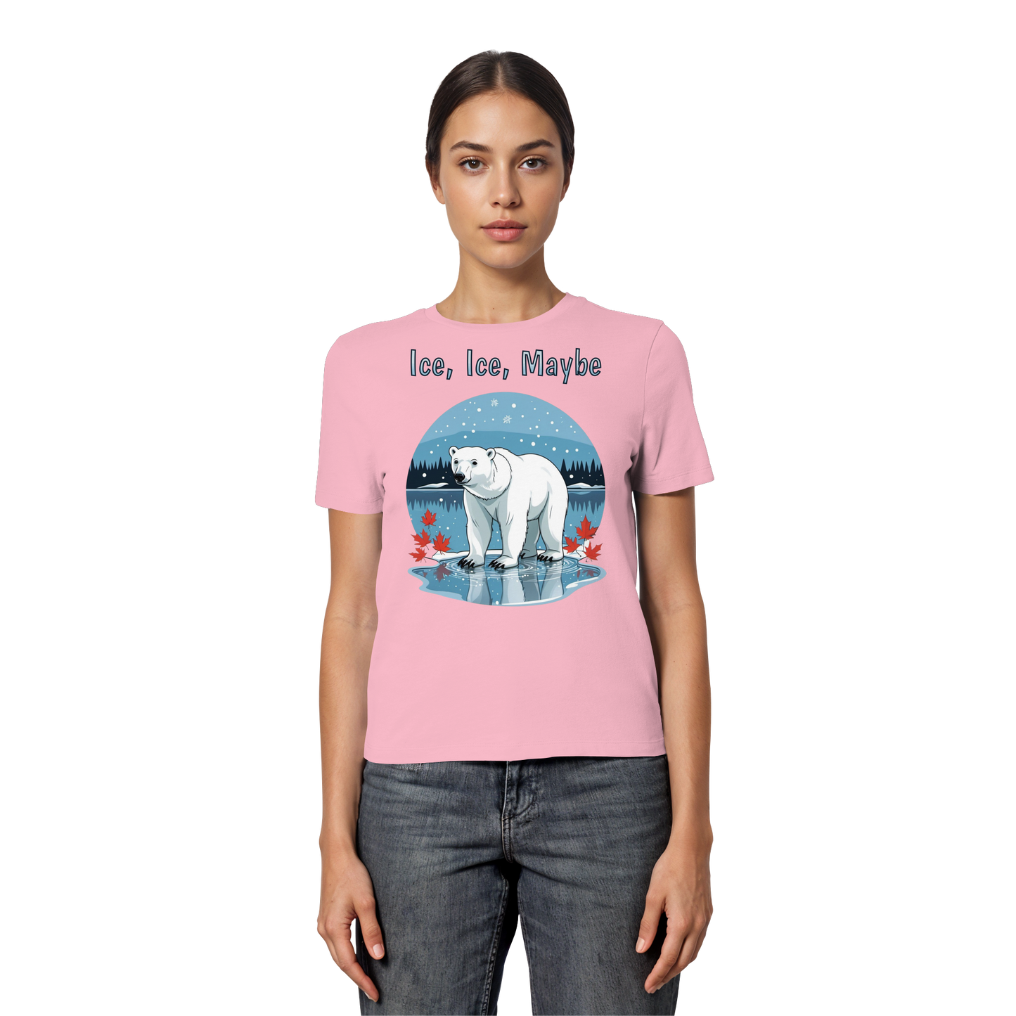 Ice Ice Maybe Women’s Tee | Polar Bear Christmas Shirt | Funny Winter Cotton Blend Top