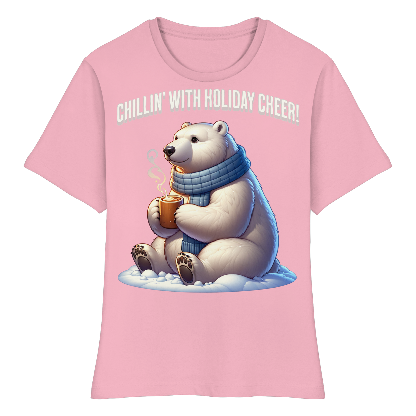 Chillin’ With Holiday Cheer Women’s Tee | Cute Polar Bear Holiday Shirt | Premium Cotton Blend,