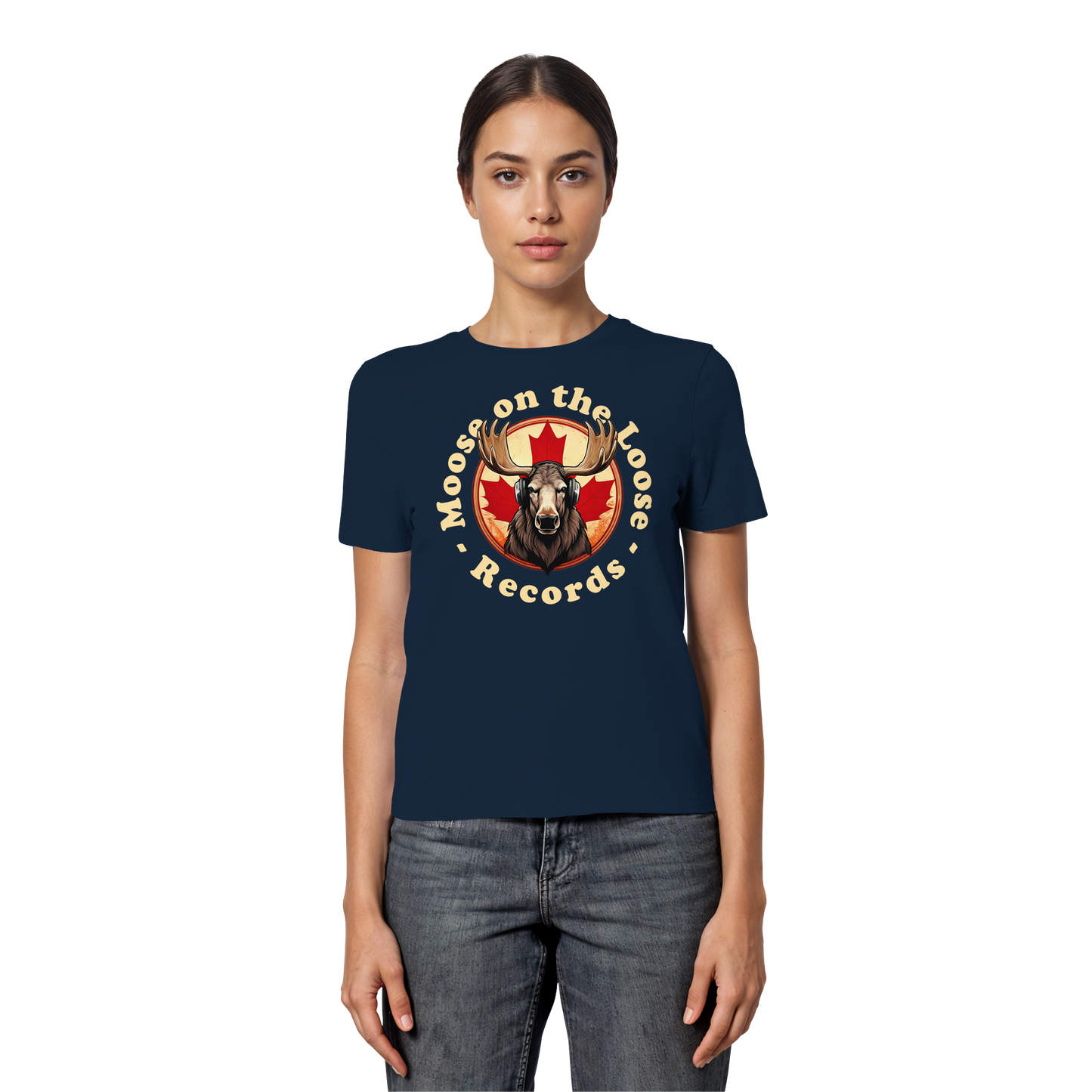 “Moose on the Loose Records” Women’s Fitted Tee – A Hit for Every Playlist