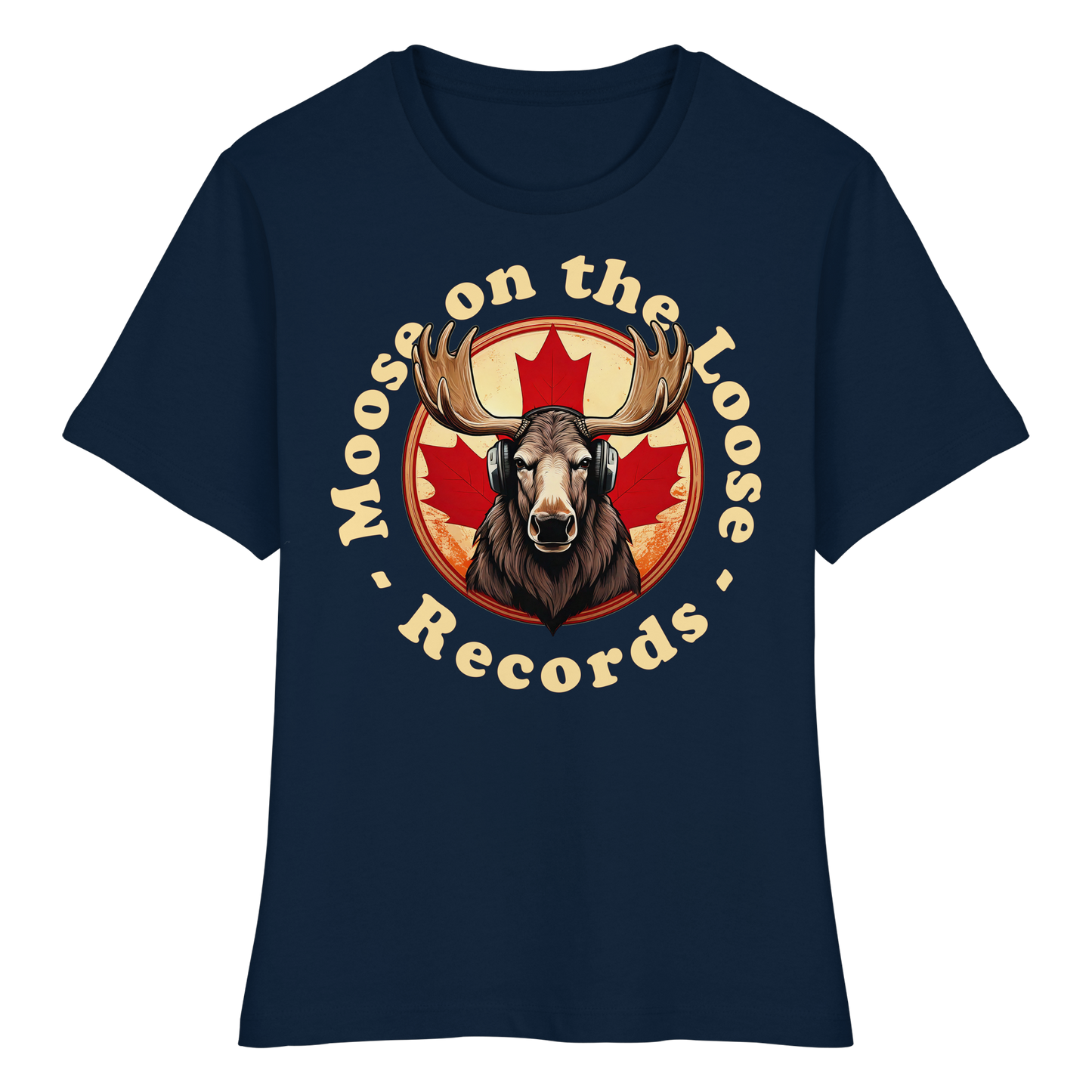 “Moose on the Loose Records” Women’s Fitted Tee – A Hit for Every Playlist