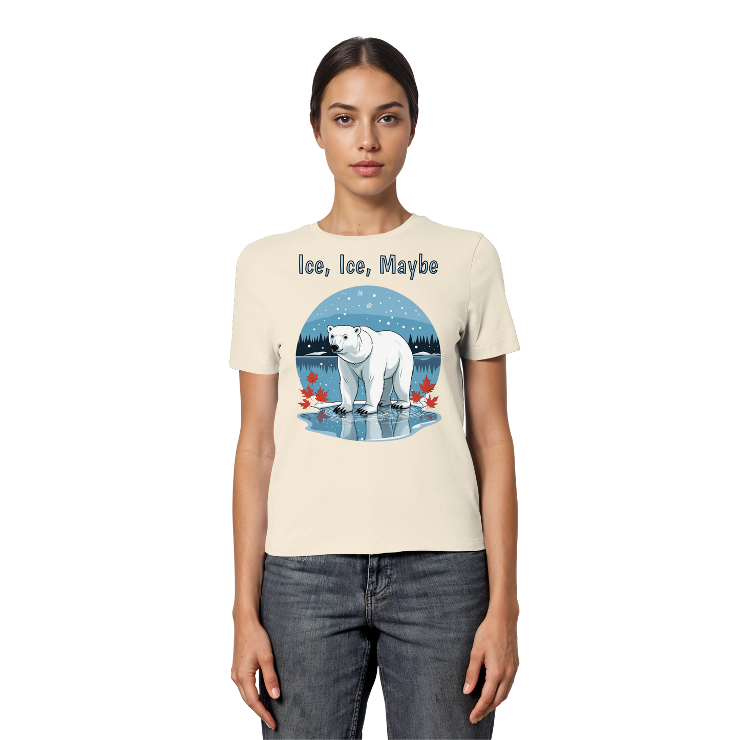 Ice Ice Maybe Women’s Tee | Polar Bear Christmas Shirt | Funny Winter Cotton Blend Top