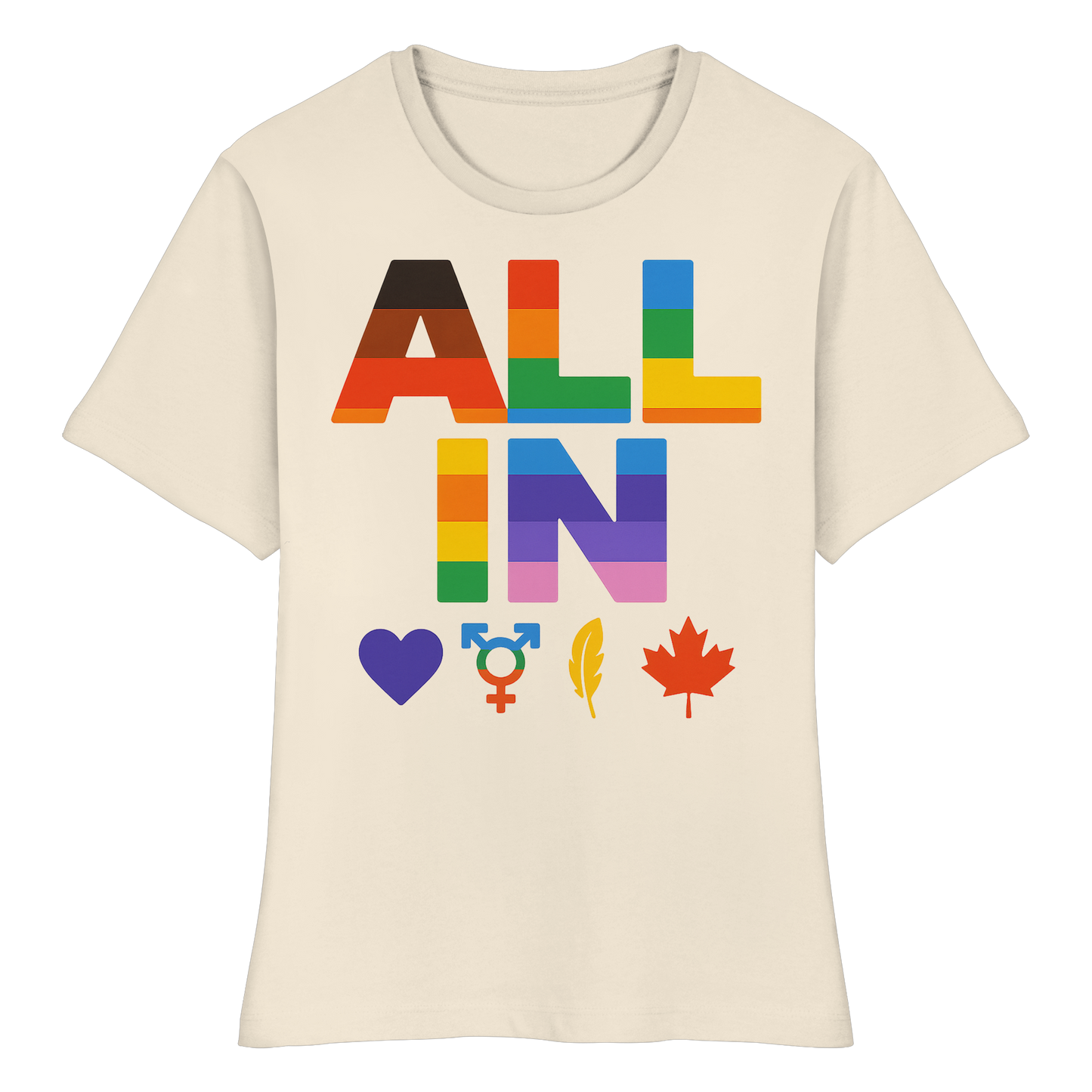 ALL IN Heart. Voice. Pride. - Feminine Fit Tee with Bold Heart