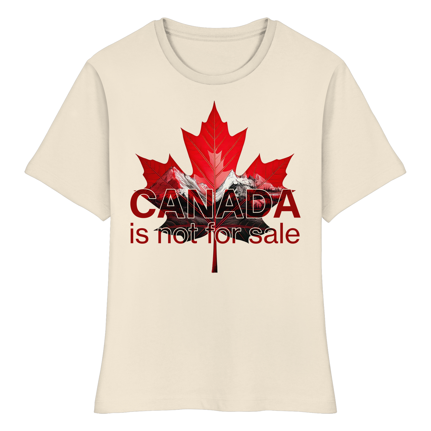 Women’s Favorite Tee “Canada is Not for Sale” – Red Maple Leaf and Mountains, Stylish Canada Shirt