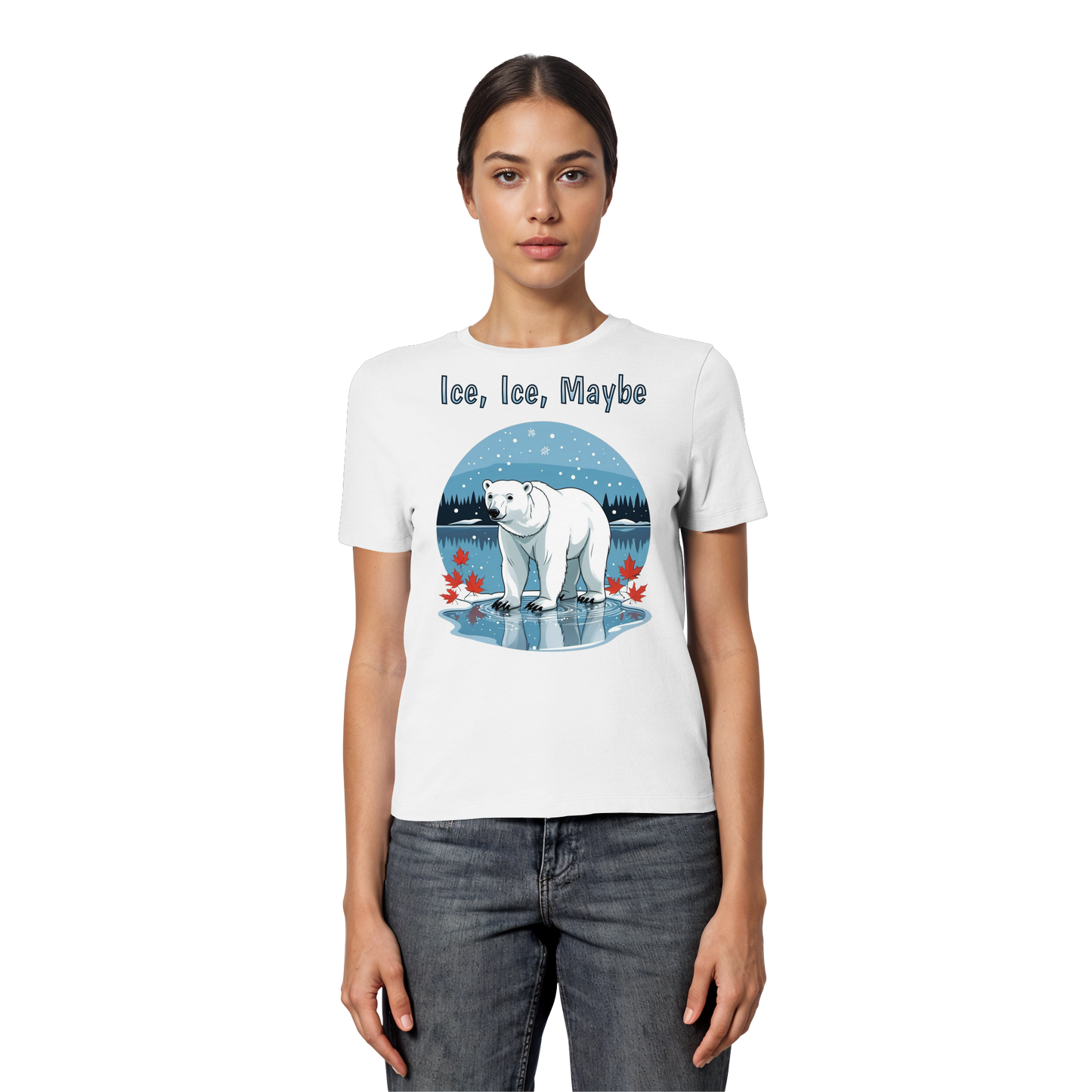 Ice Ice Maybe Women’s Tee | Polar Bear Christmas Shirt | Funny Winter Cotton Blend Top