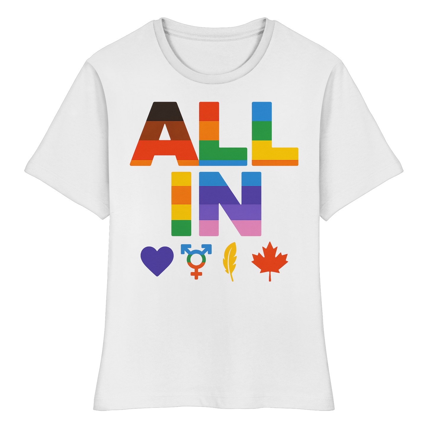 ALL IN Heart. Voice. Pride. - Feminine Fit Tee with Bold Heart