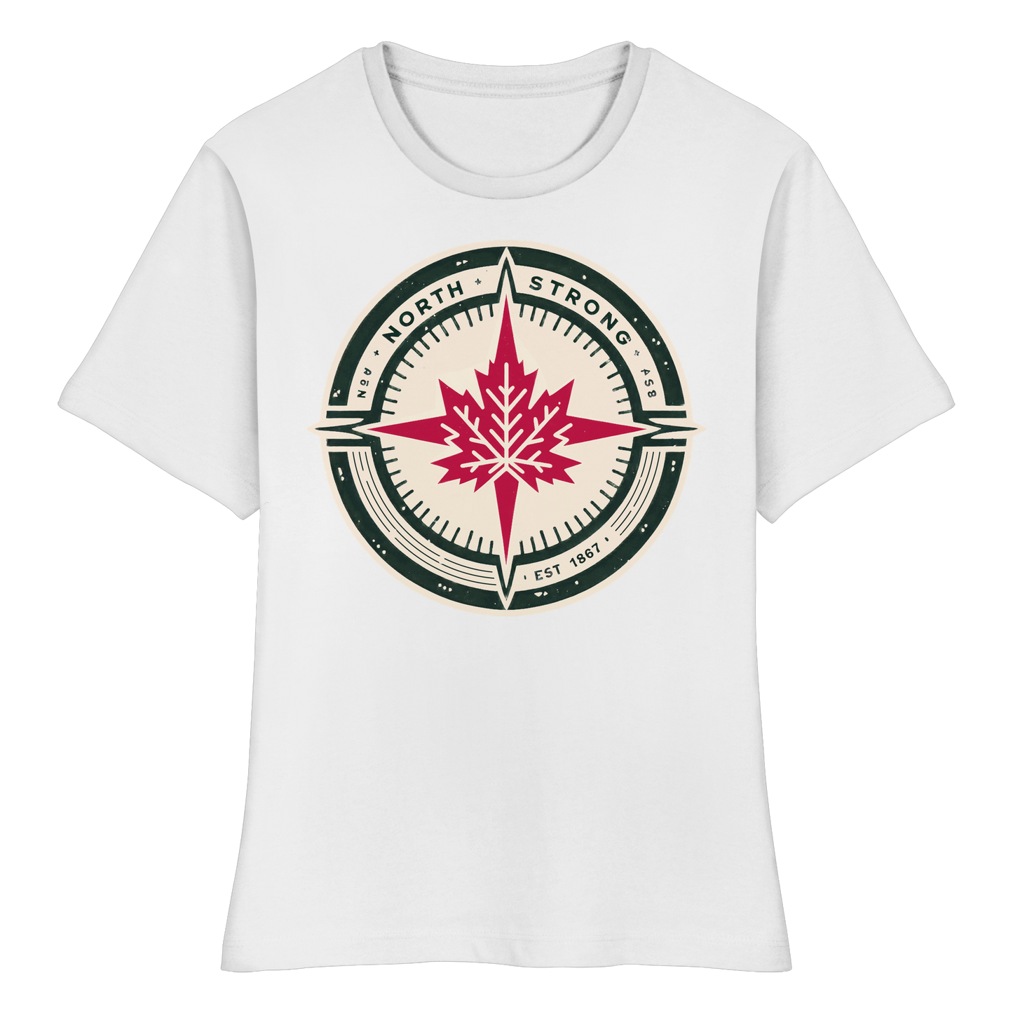 “North Strong” Compass Design – Women’s Favorite Tee – Navigate Adventure with Canadian Pride