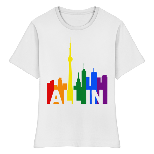ALL IN – Pride Toronto Women’s T-Shirt – Feminine Fit – Bold & Proud