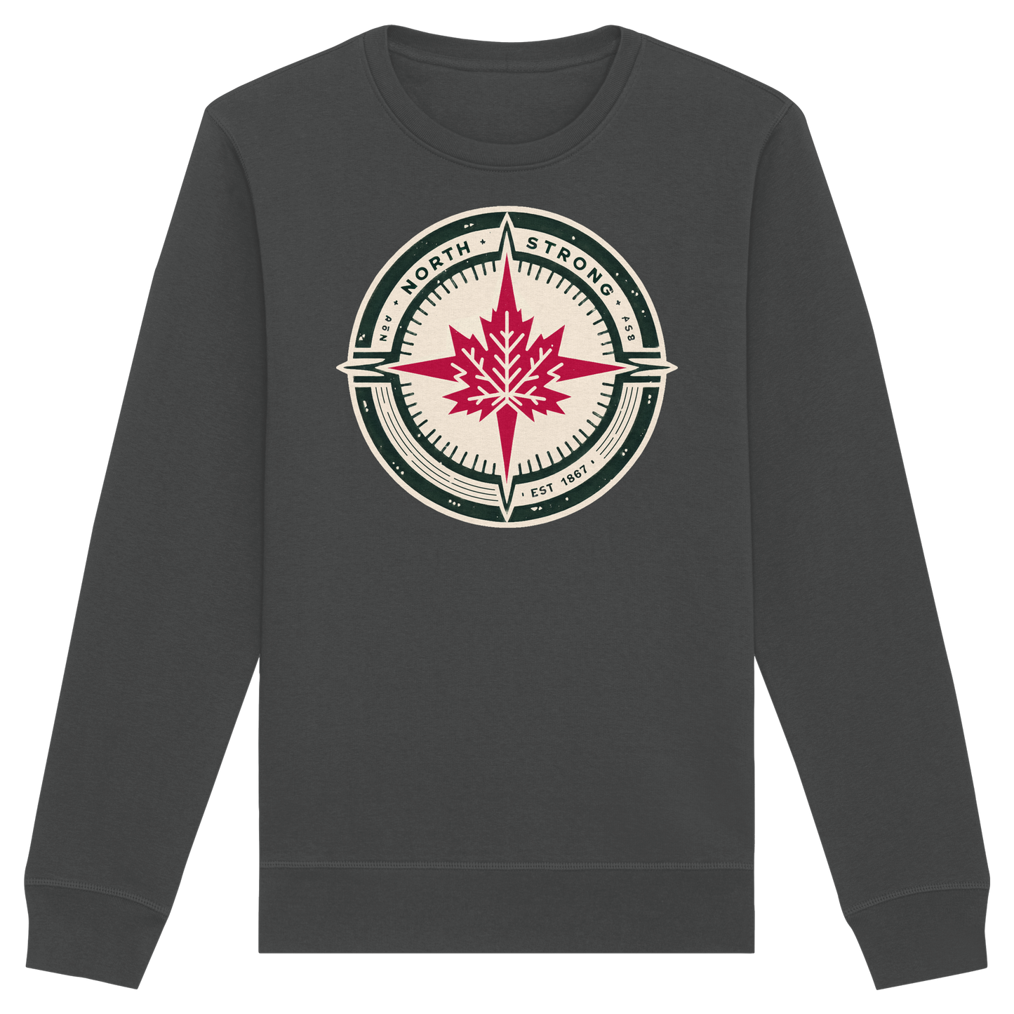 “North Strong” Compass Design Unisex Sweatshirt – Navigate Adventure with Canadian Pride