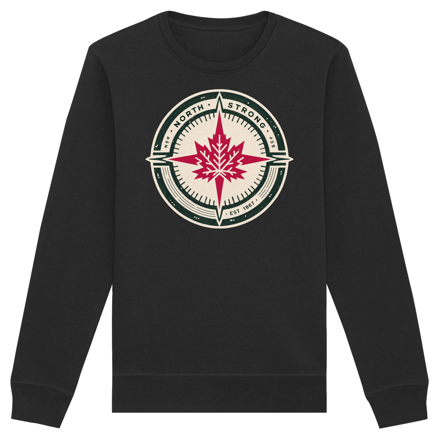 “North Strong” Compass Design Unisex Sweatshirt – Navigate Adventure with Canadian Pride