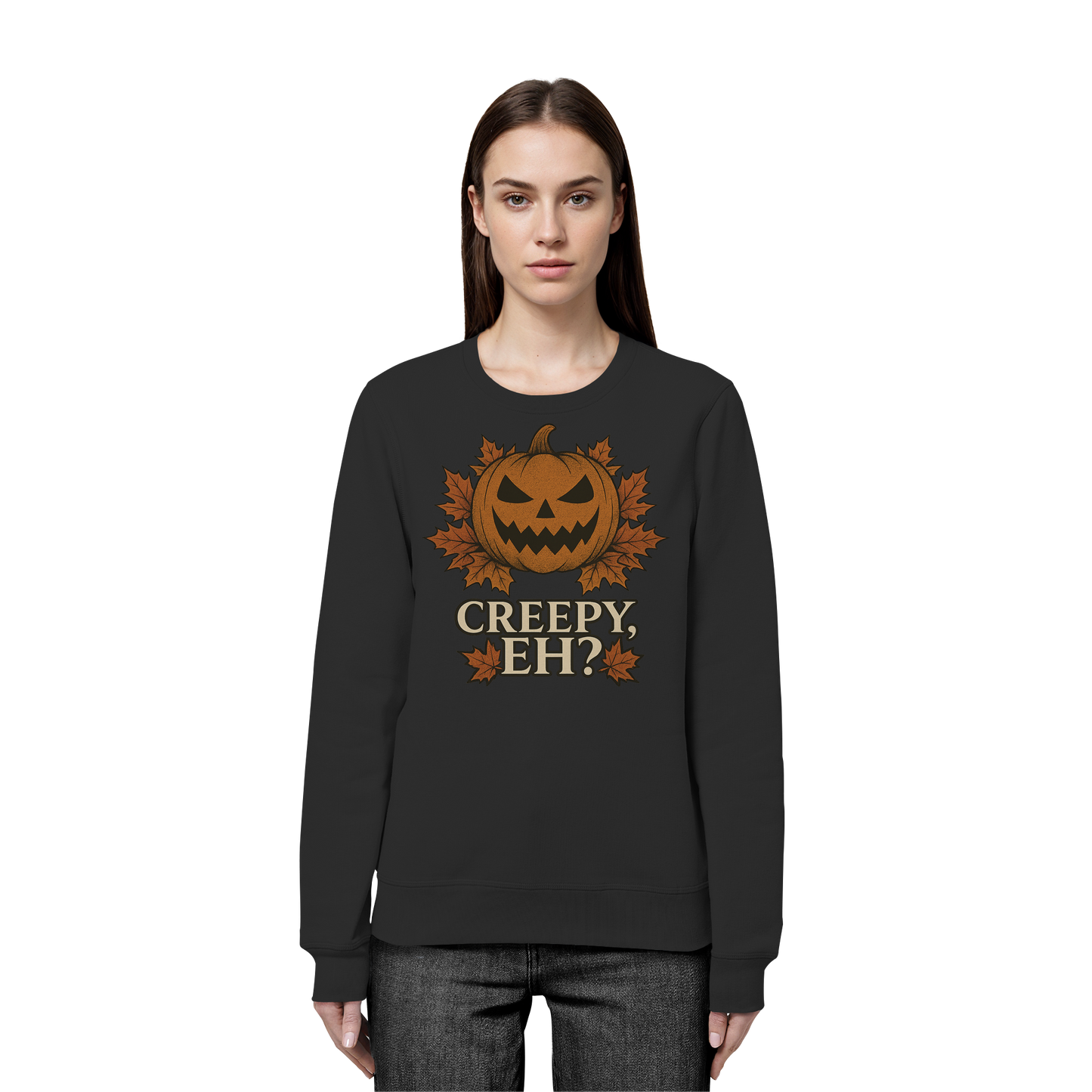 Creepy, Eh? – Cozy Halloween Sweatshirt - Funny Canadian Pumpkin Design