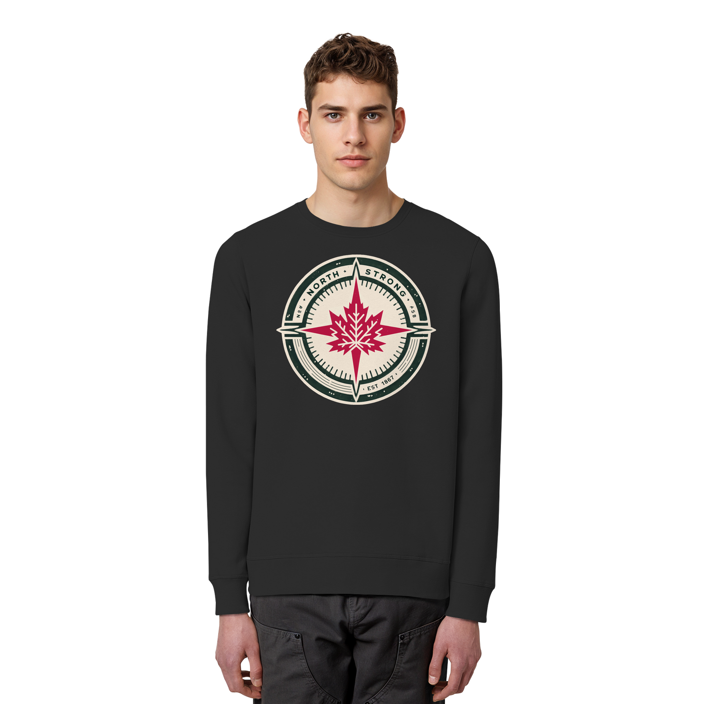 “North Strong” Compass Design Unisex Sweatshirt – Navigate Adventure with Canadian Pride
