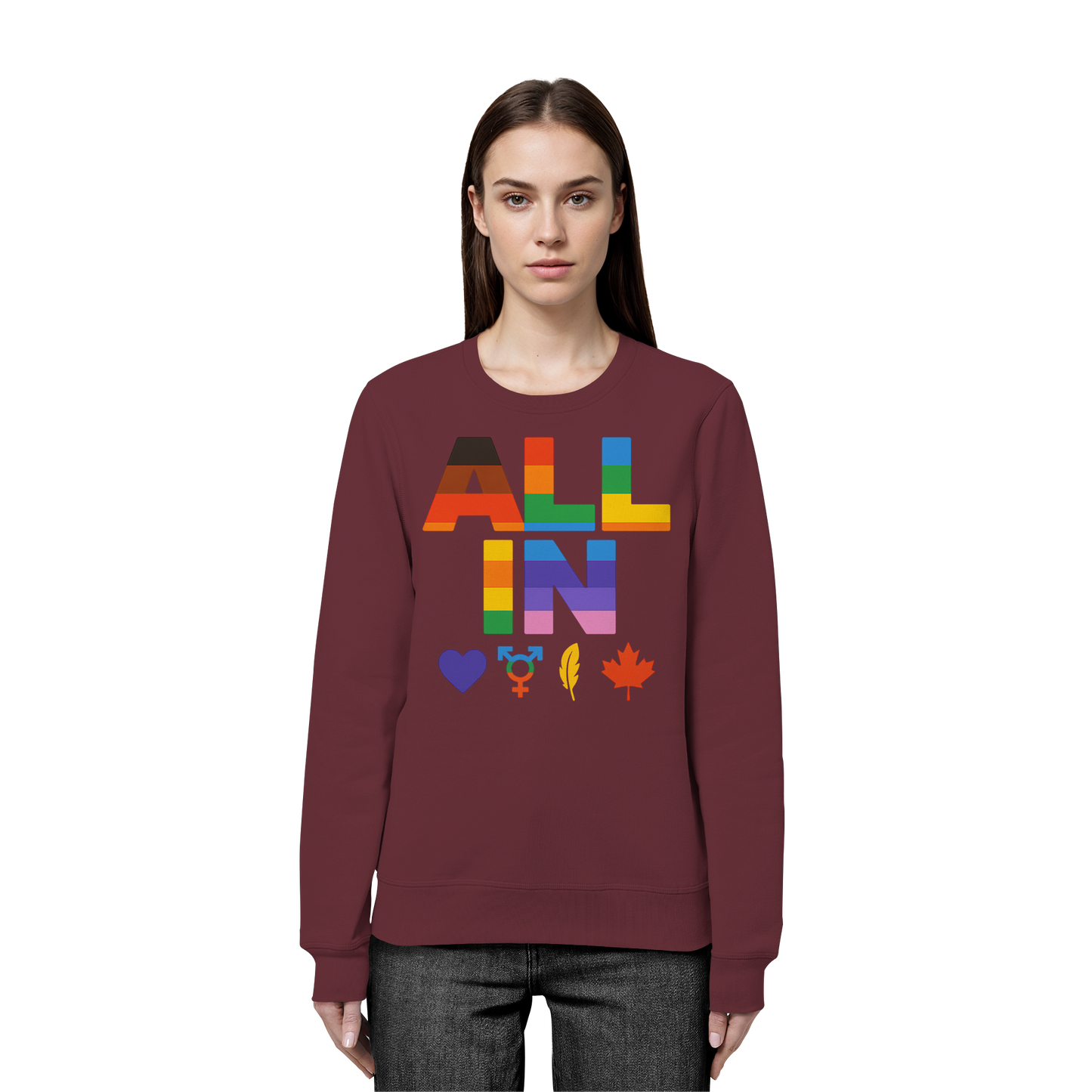 ALL IN Heart. Voice. Pride. - Pride Toronto Sweatshirt – Unisex Fit – Cozy & Bold