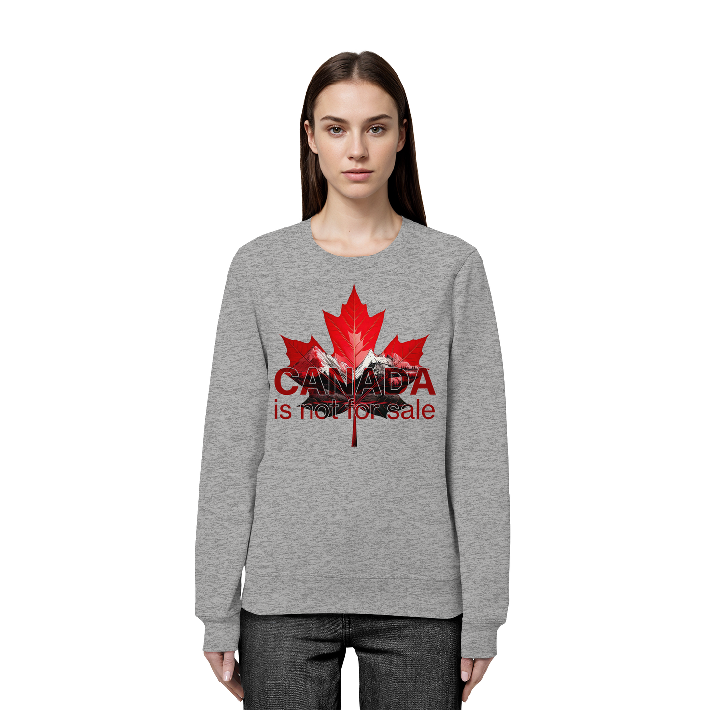 “Canada is Not for Sale” Sweatshirt - Red Maple Leaf and Mountains, Soft and Warm