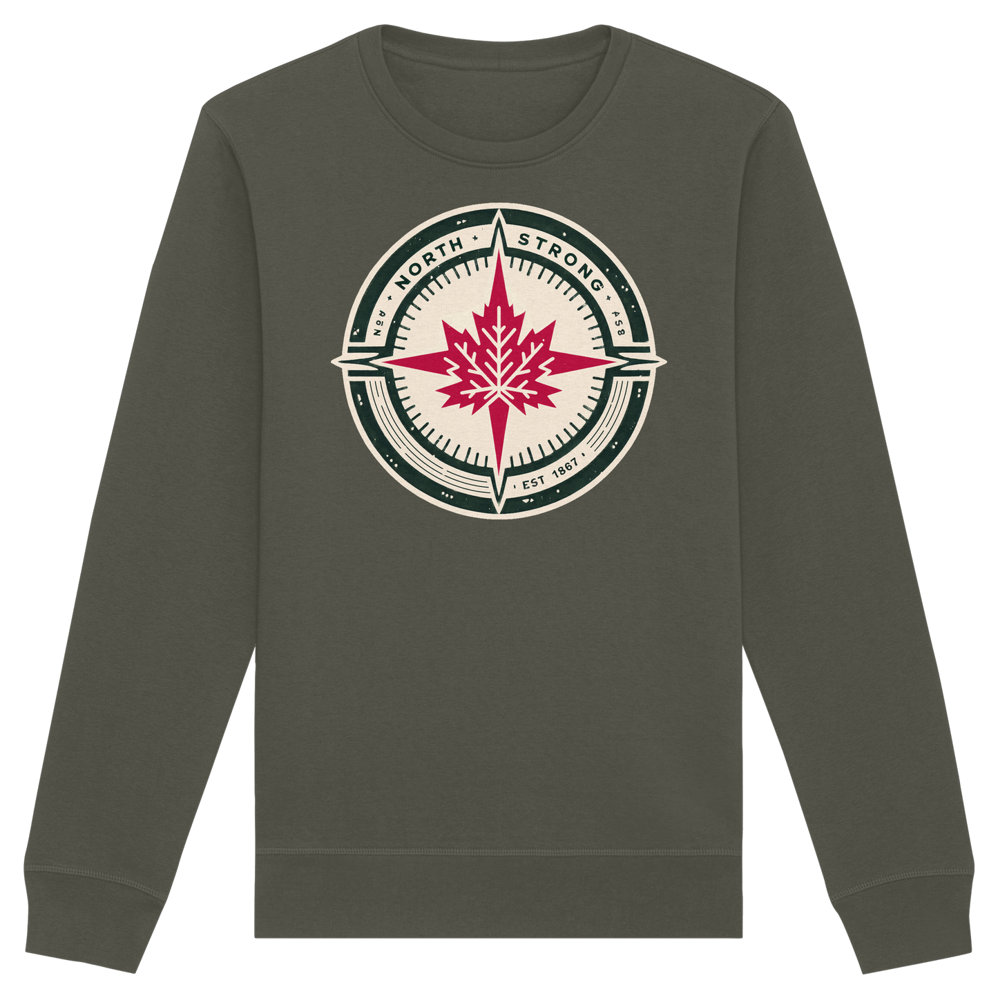 “North Strong” Compass Design Unisex Sweatshirt – Navigate Adventure with Canadian Pride