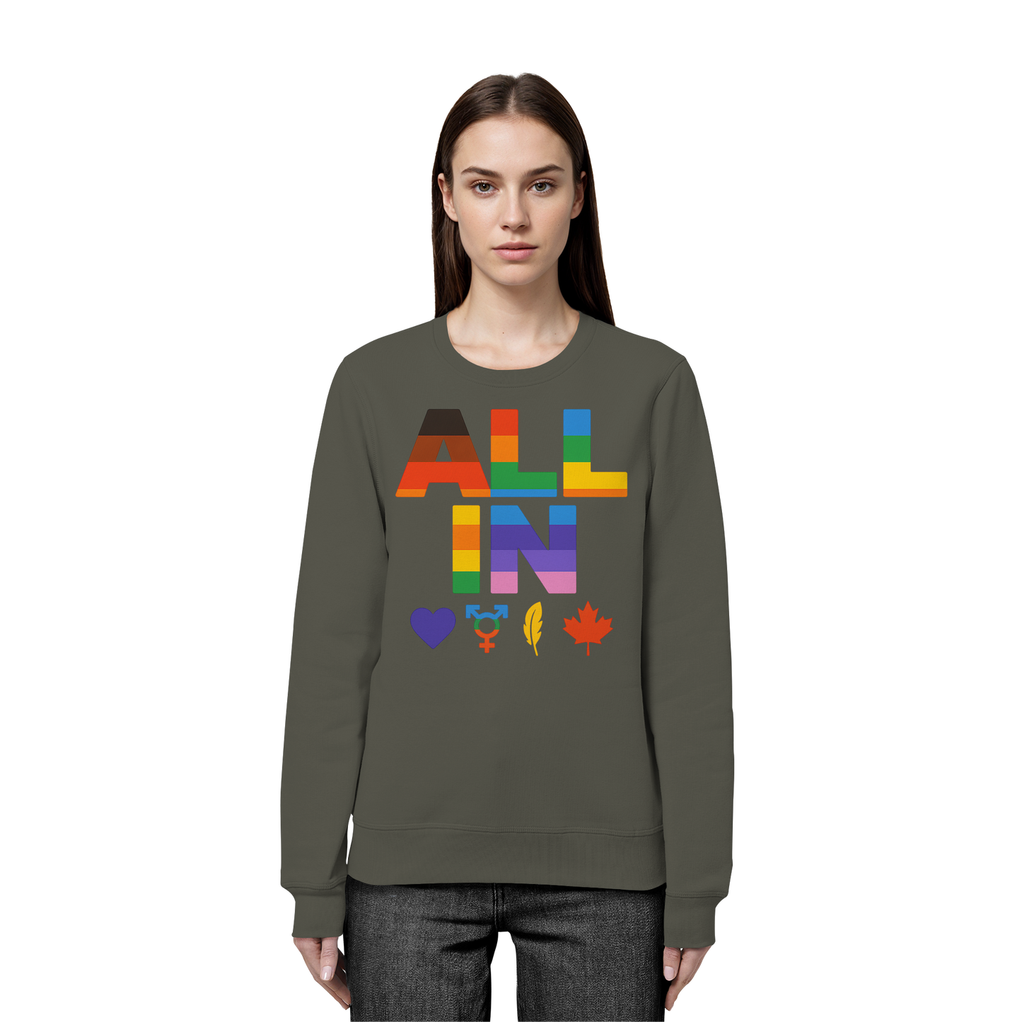 ALL IN Heart. Voice. Pride. - Pride Toronto Sweatshirt – Unisex Fit – Cozy & Bold