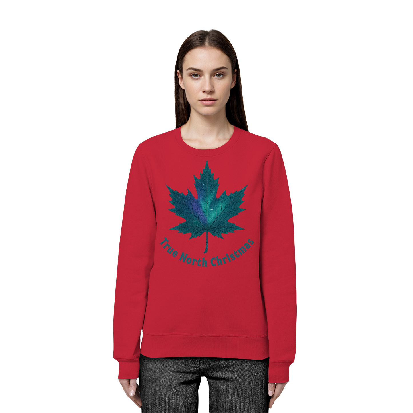 True North Christmas Sweatshirt | Maple Leaf Holiday Crewneck | Premium Fleece