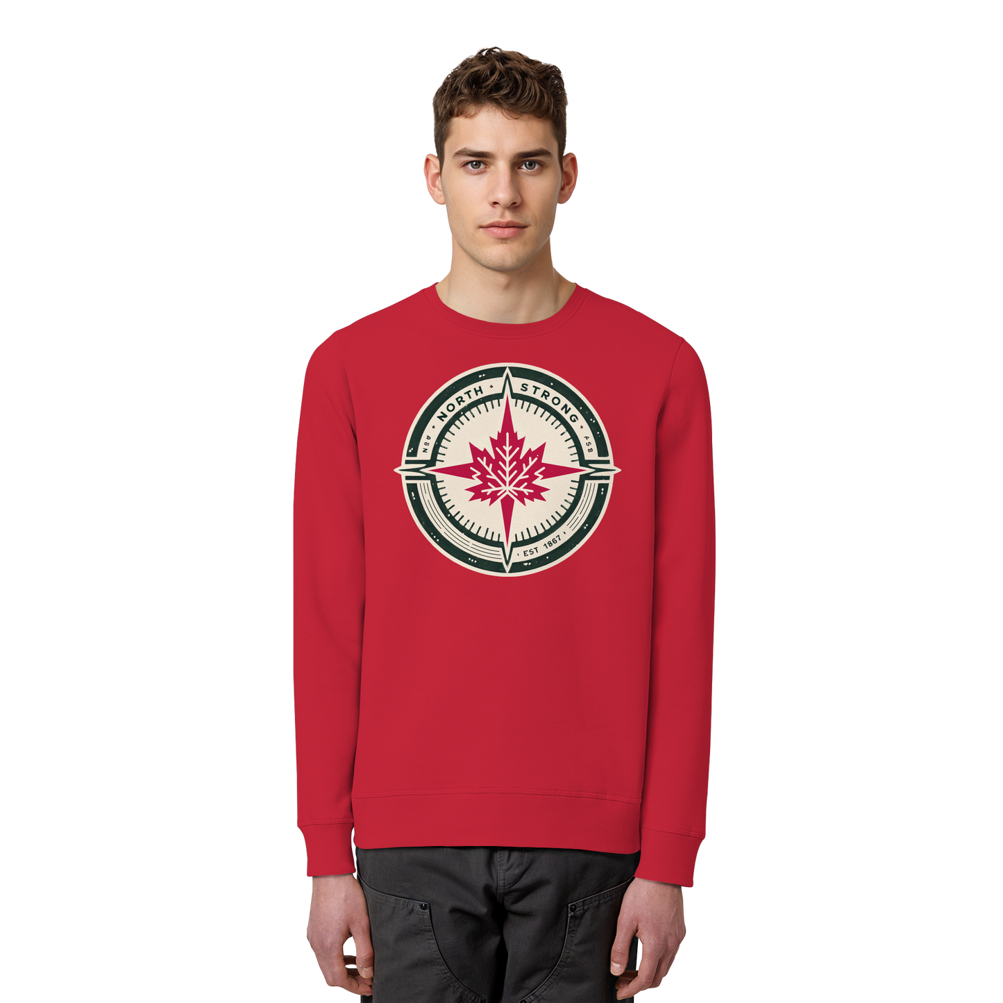 “North Strong” Compass Design Unisex Sweatshirt – Navigate Adventure with Canadian Pride