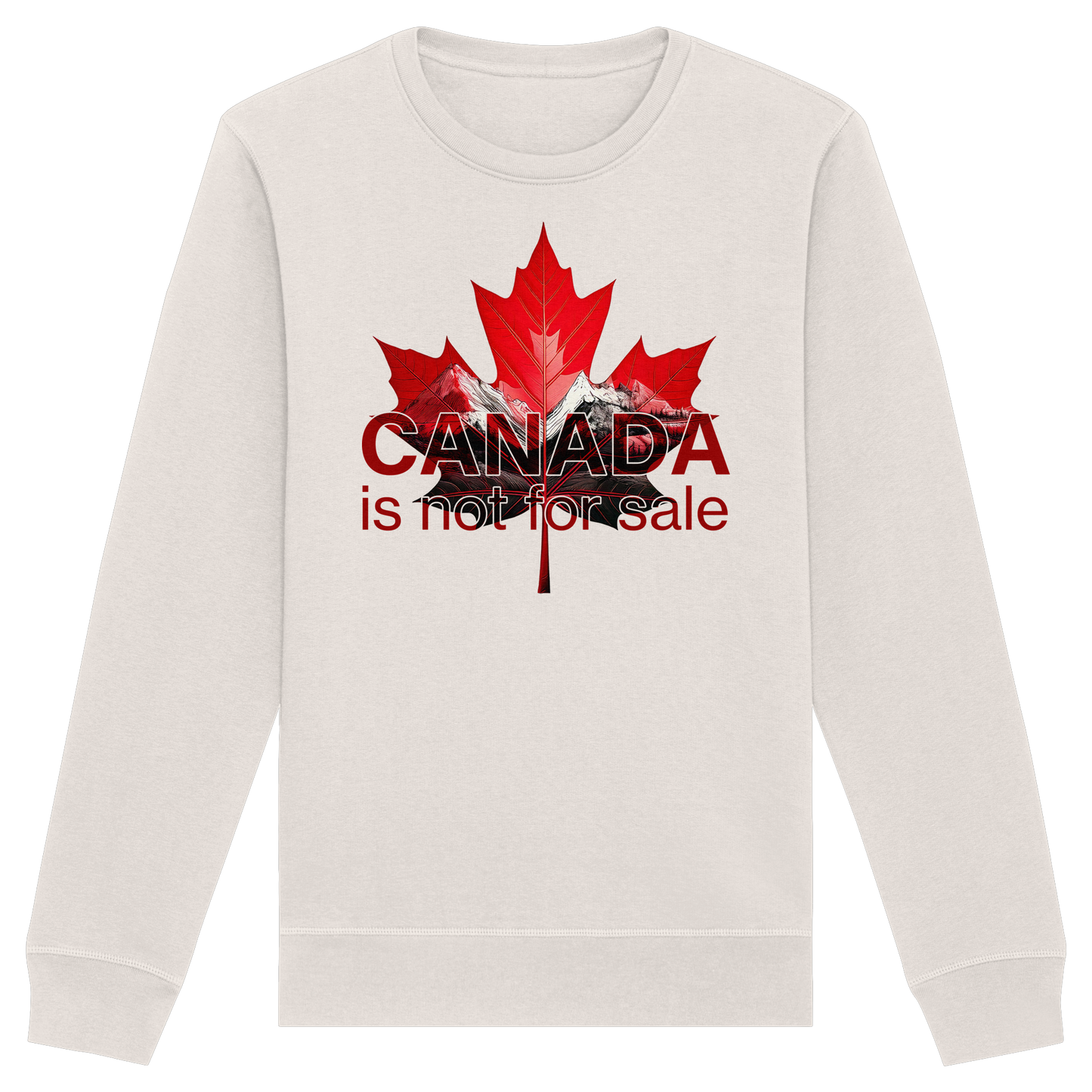 “Canada is Not for Sale” Sweatshirt - Red Maple Leaf and Mountains, Soft and Warm