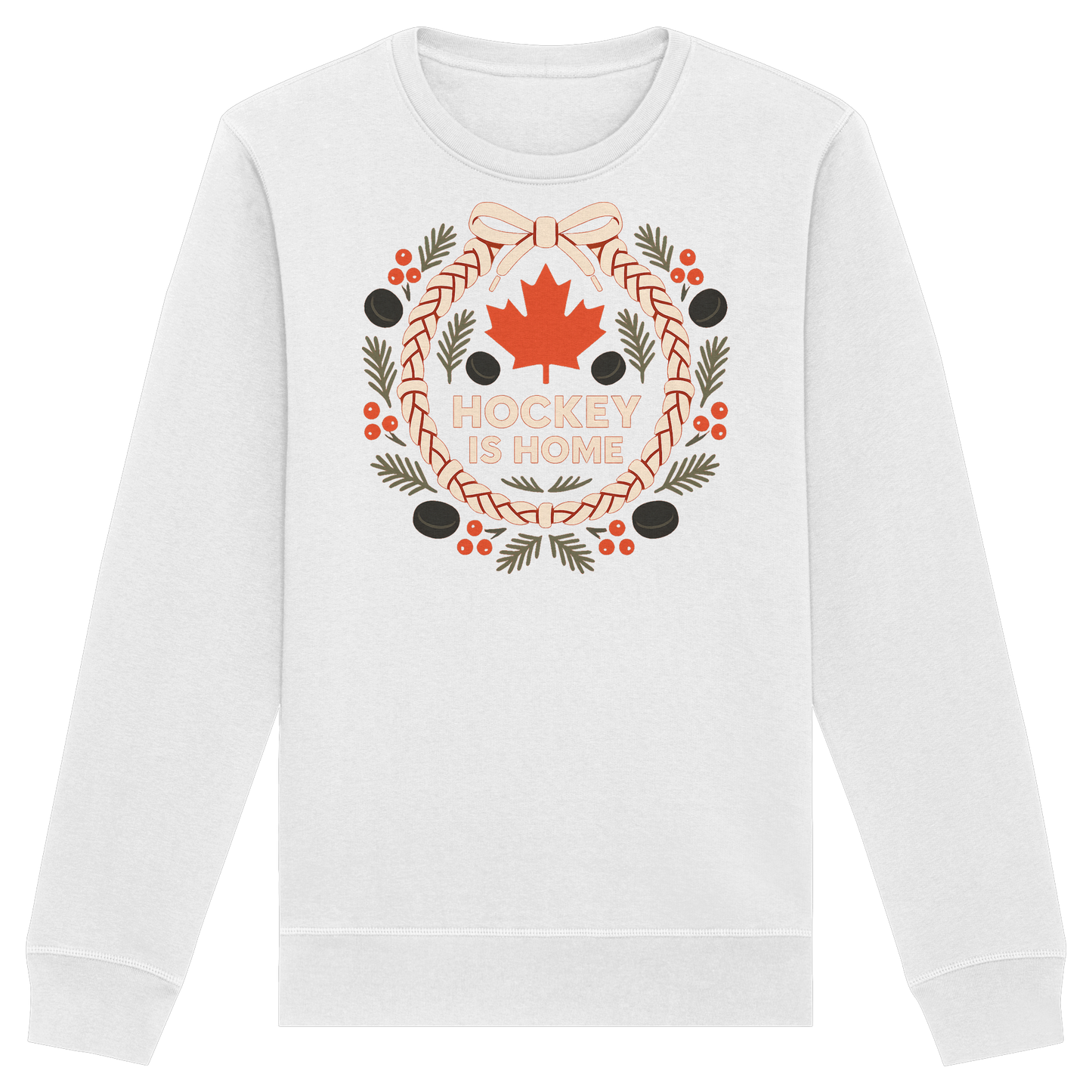 Hockey Lace Wreath Sweatshirt | Hockey Christmas Crewneck | Premium Fleece Sweatshirt