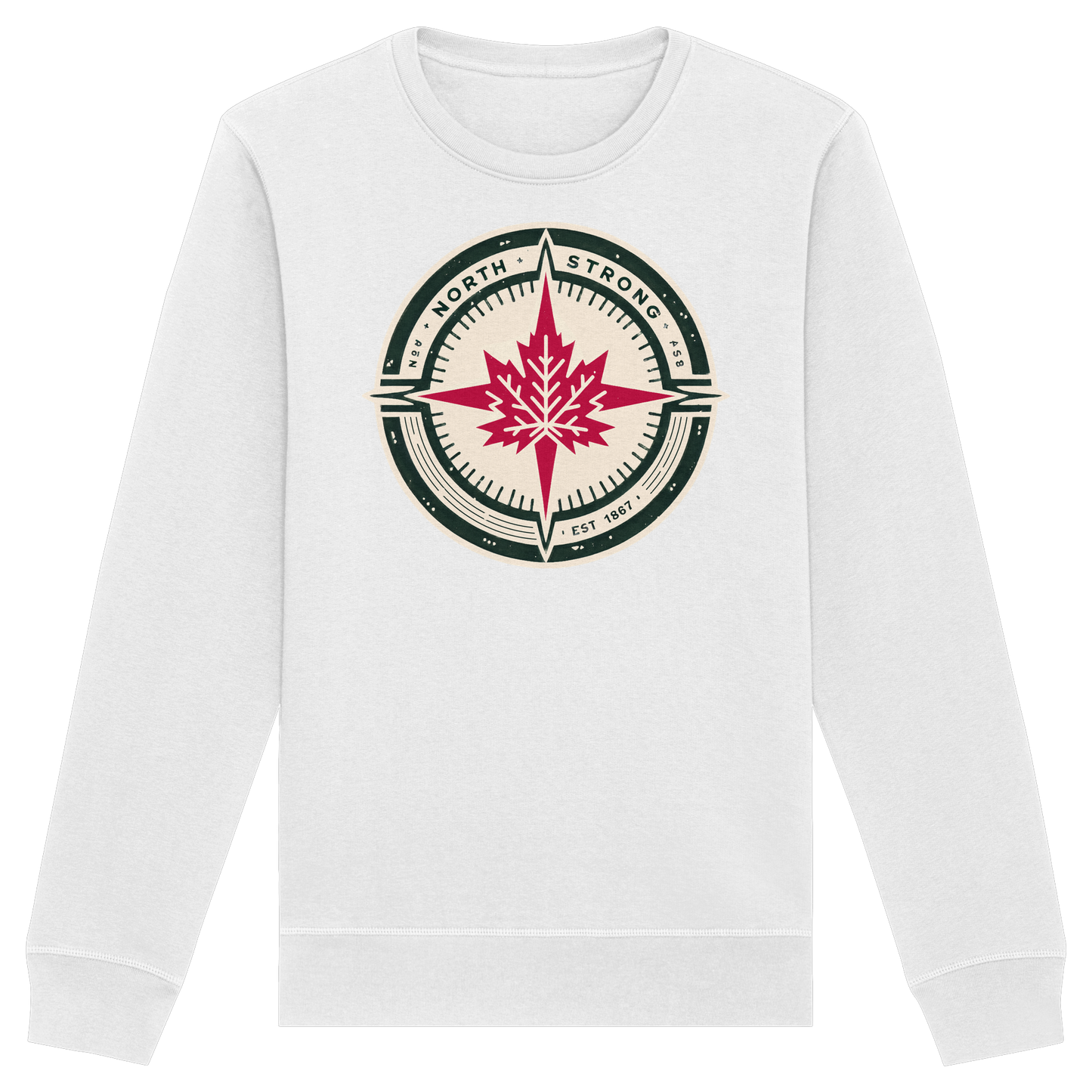 “North Strong” Compass Design Unisex Sweatshirt – Navigate Adventure with Canadian Pride
