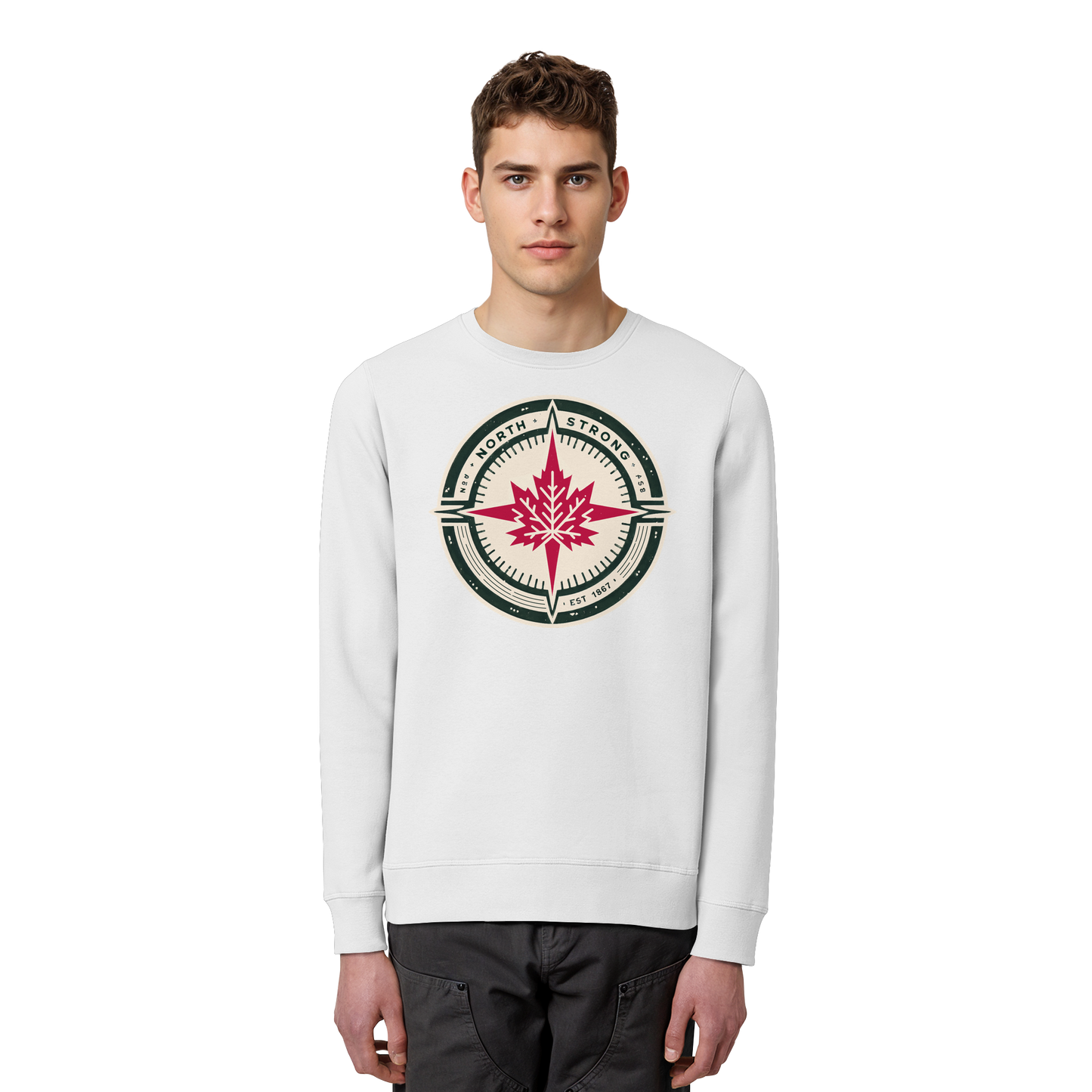 “North Strong” Compass Design Unisex Sweatshirt – Navigate Adventure with Canadian Pride