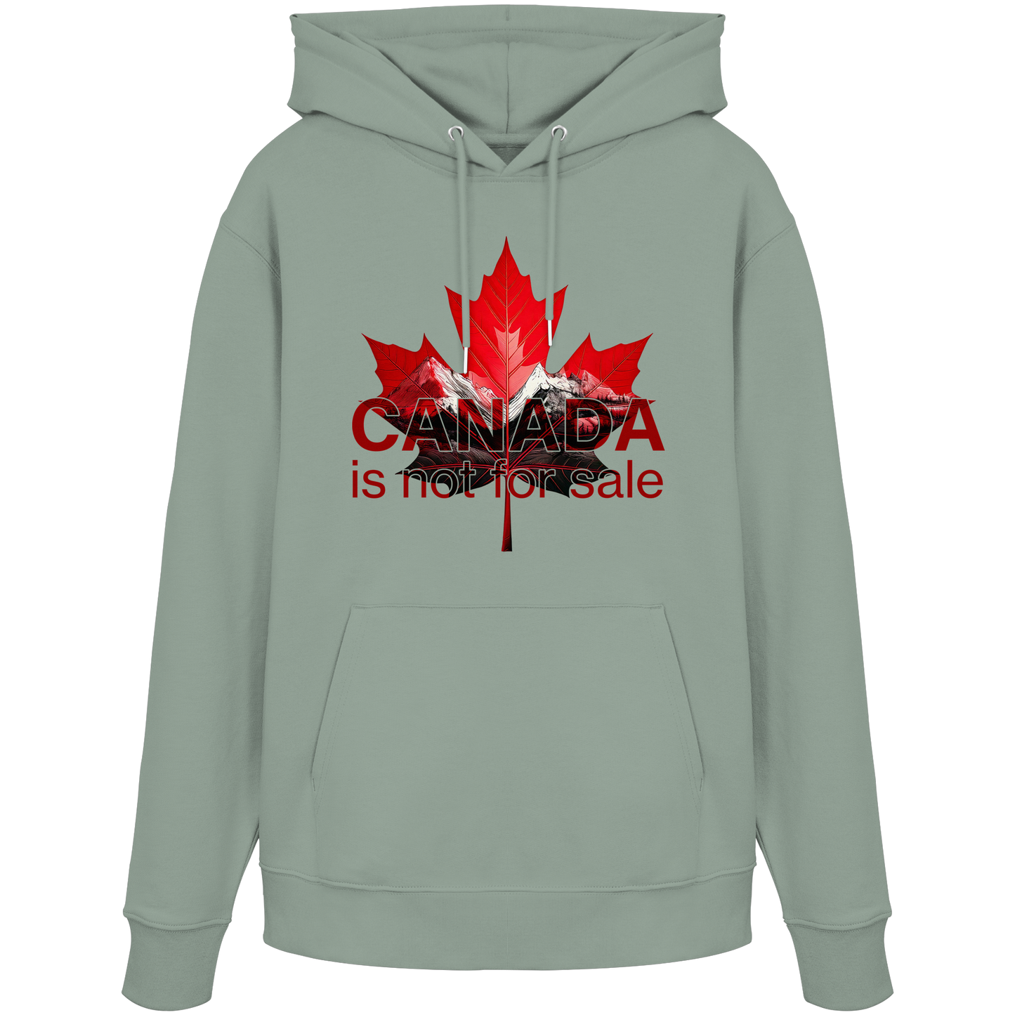 Hoodie “Canada is Not for Sale” – Red Maple Leaf and Mountains, Warm and Comfortable
