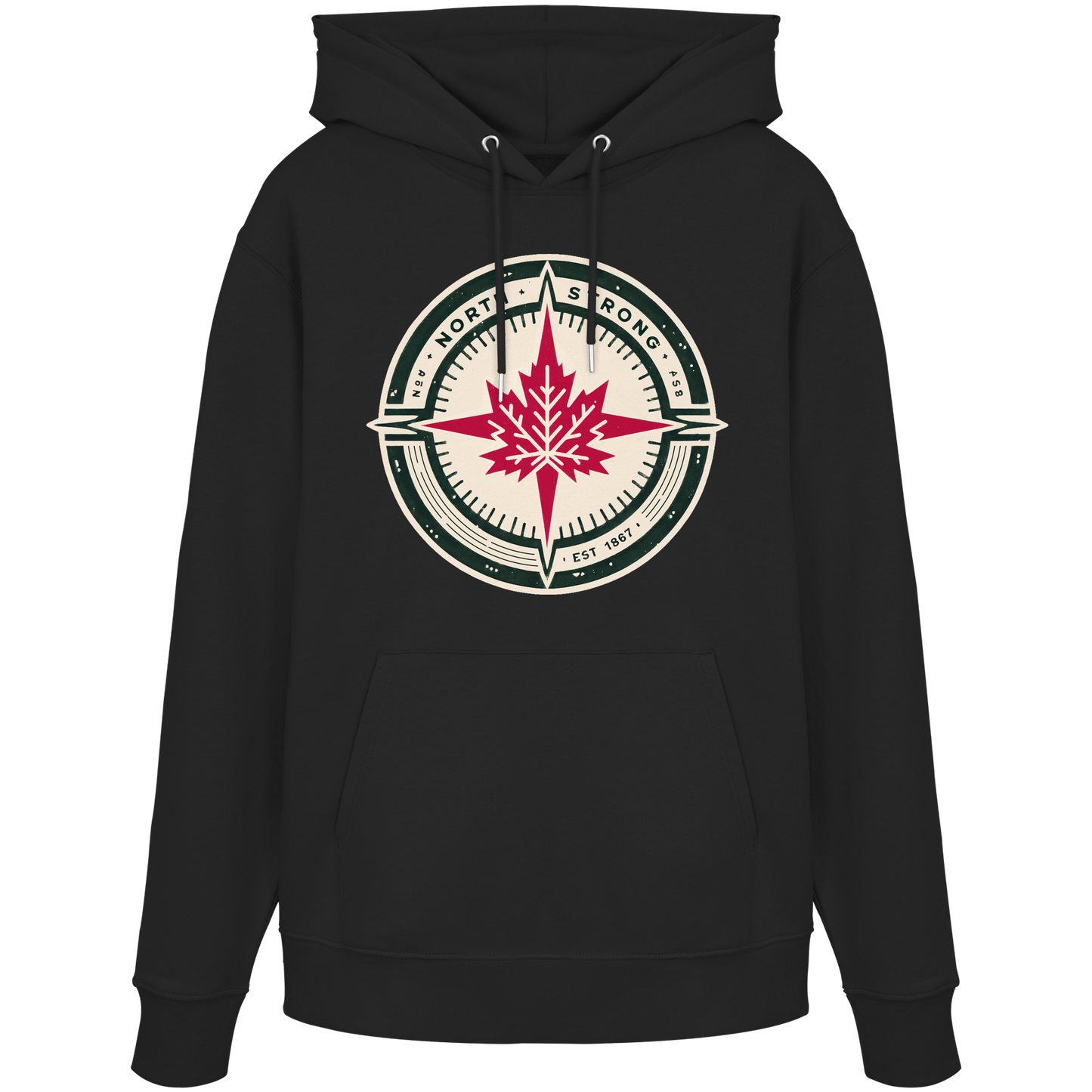 “North Strong” Compass Design Unisex Hoodie – Navigate Adventure with Canadian Pride