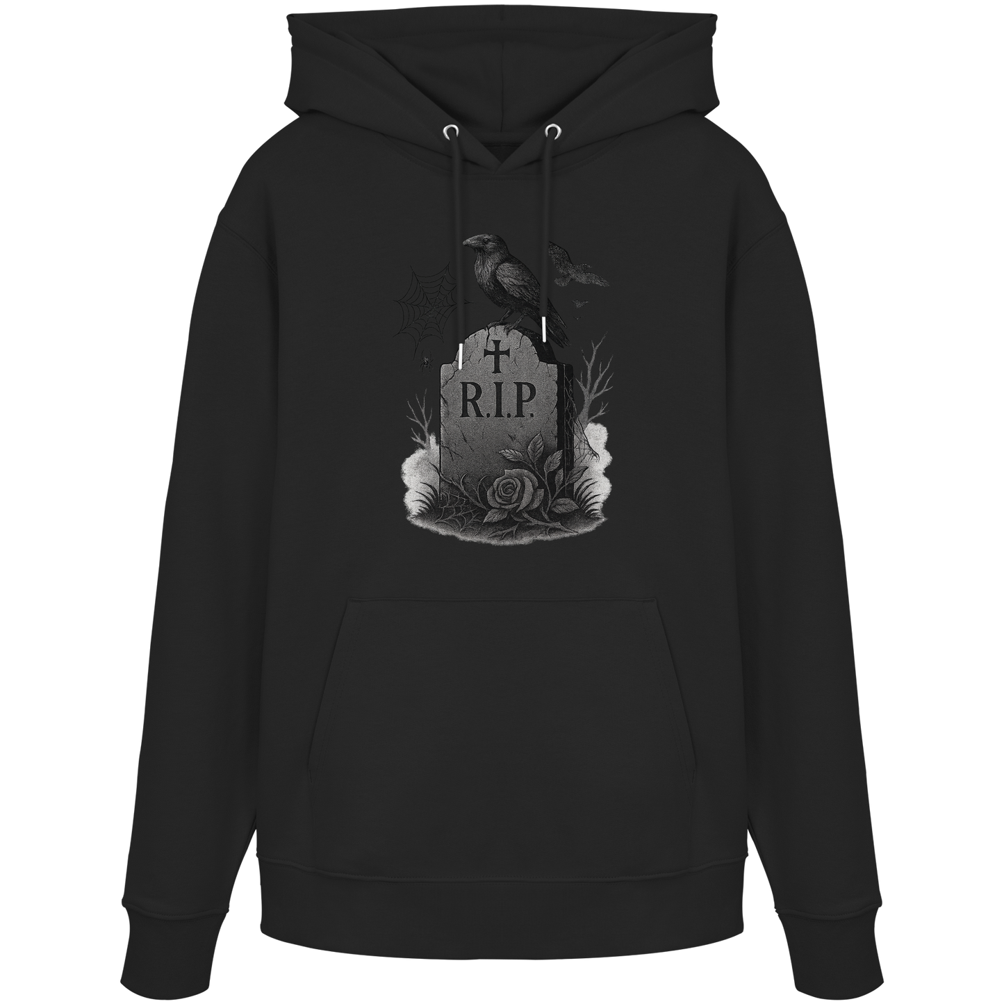 Grave & Ravens – Hoodie | Gothic Raven & RIP Tombstone Design