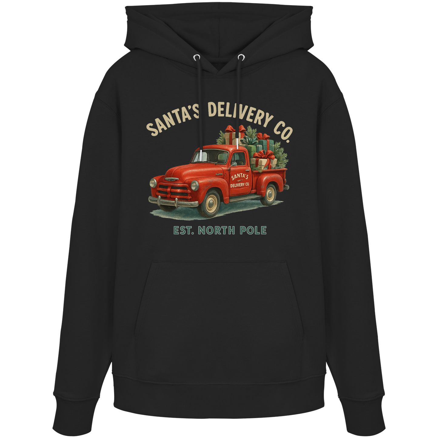 Santa’s Delivery Truck Hoodie | Vintage Red Truck Christmas Hoodie | Fleece Hoodie – Premium Softstyle