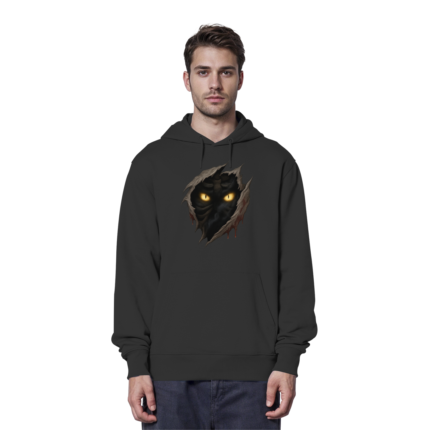 Haunted Eyes – Hoodie | Gothic Halloween Design with Glowing Eyes