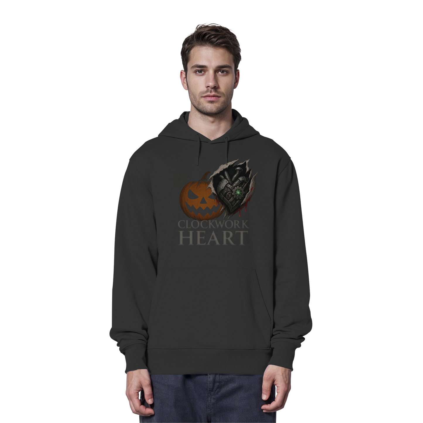 Clockwork Heart Halloween Hoodie – Mechanical Heart & Pumpkin Design