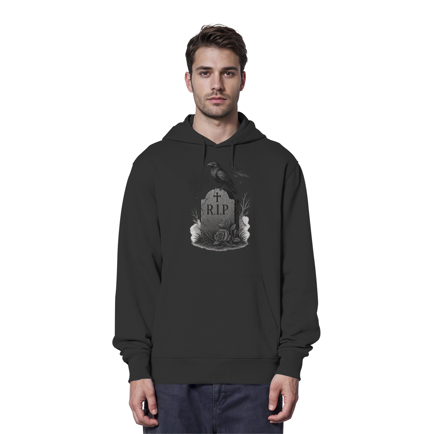 Grave & Ravens – Hoodie | Gothic Raven & RIP Tombstone Design